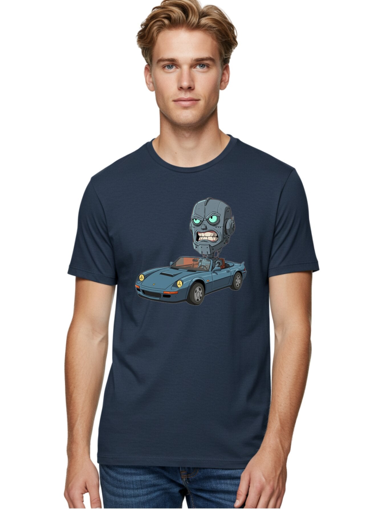 Porsche-Robot-Head Men'S Graphic Tee, 100% Cotton, Comfortable Casual Summer Wear, Machine Washable, Vintage Camera, Old Camera, Antique Camera, Black Camera, Classic Photography, Photography Equipment, Nostalgic Device, Film Camera, Bar316 20