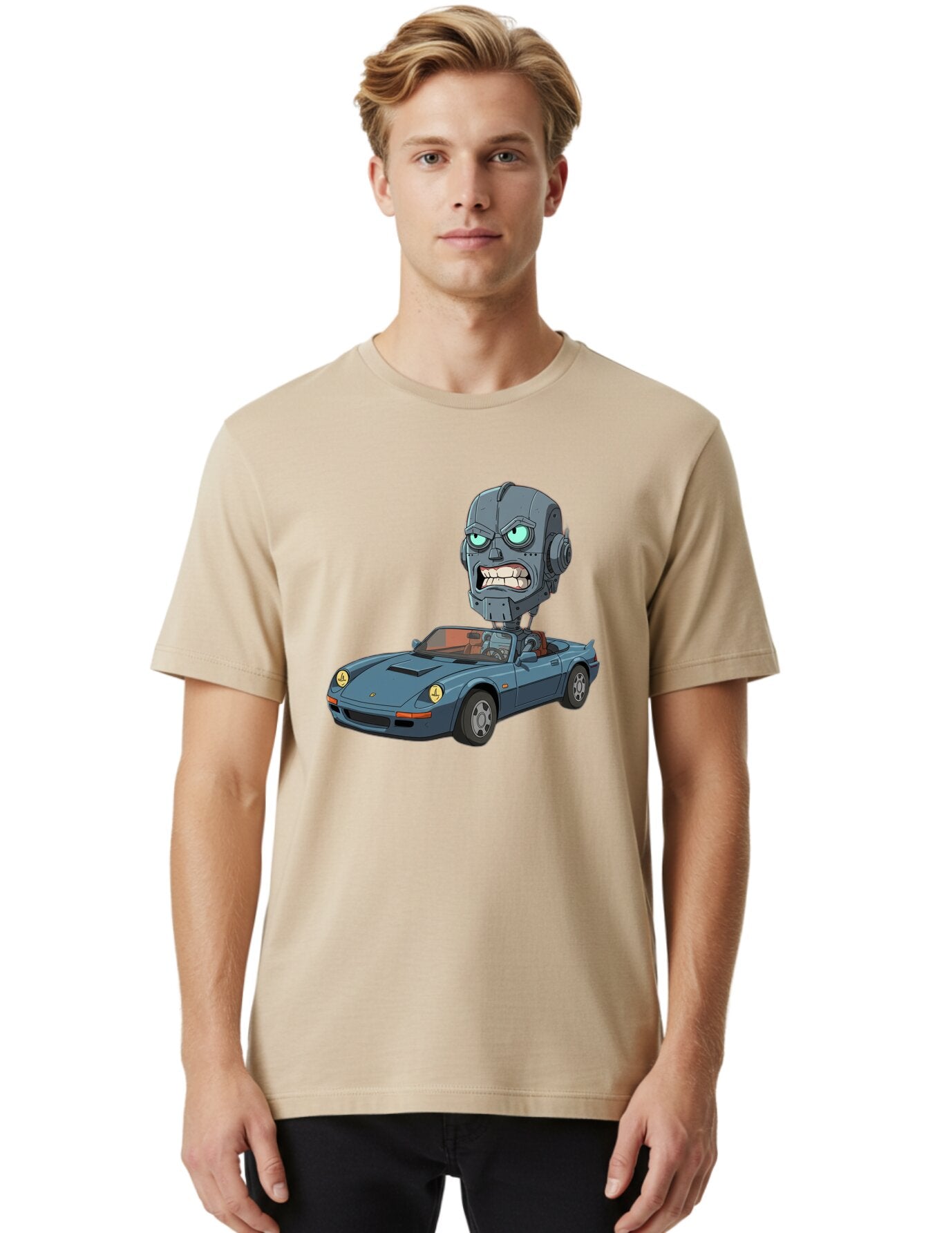 Porsche-Robot-Head Men'S Graphic Tee, 100% Cotton, Comfortable Casual Summer Wear, Machine Washable, Vintage Camera, Old Camera, Antique Camera, Black Camera, Classic Photography, Photography Equipment, Nostalgic Device, Film Camera, Bar316 17