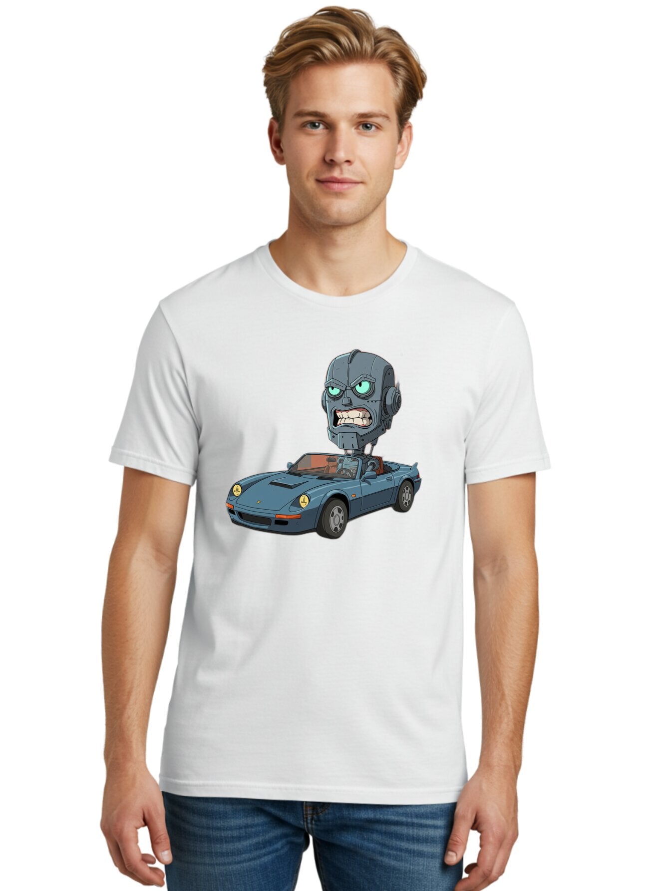 Porsche-Robot-Head Men'S Graphic Tee, 100% Cotton, Comfortable Casual Summer Wear, Machine Washable, Vintage Camera, Old Camera, Antique Camera, Black Camera, Classic Photography, Photography Equipment, Nostalgic Device, Film Camera, Bar316 19
