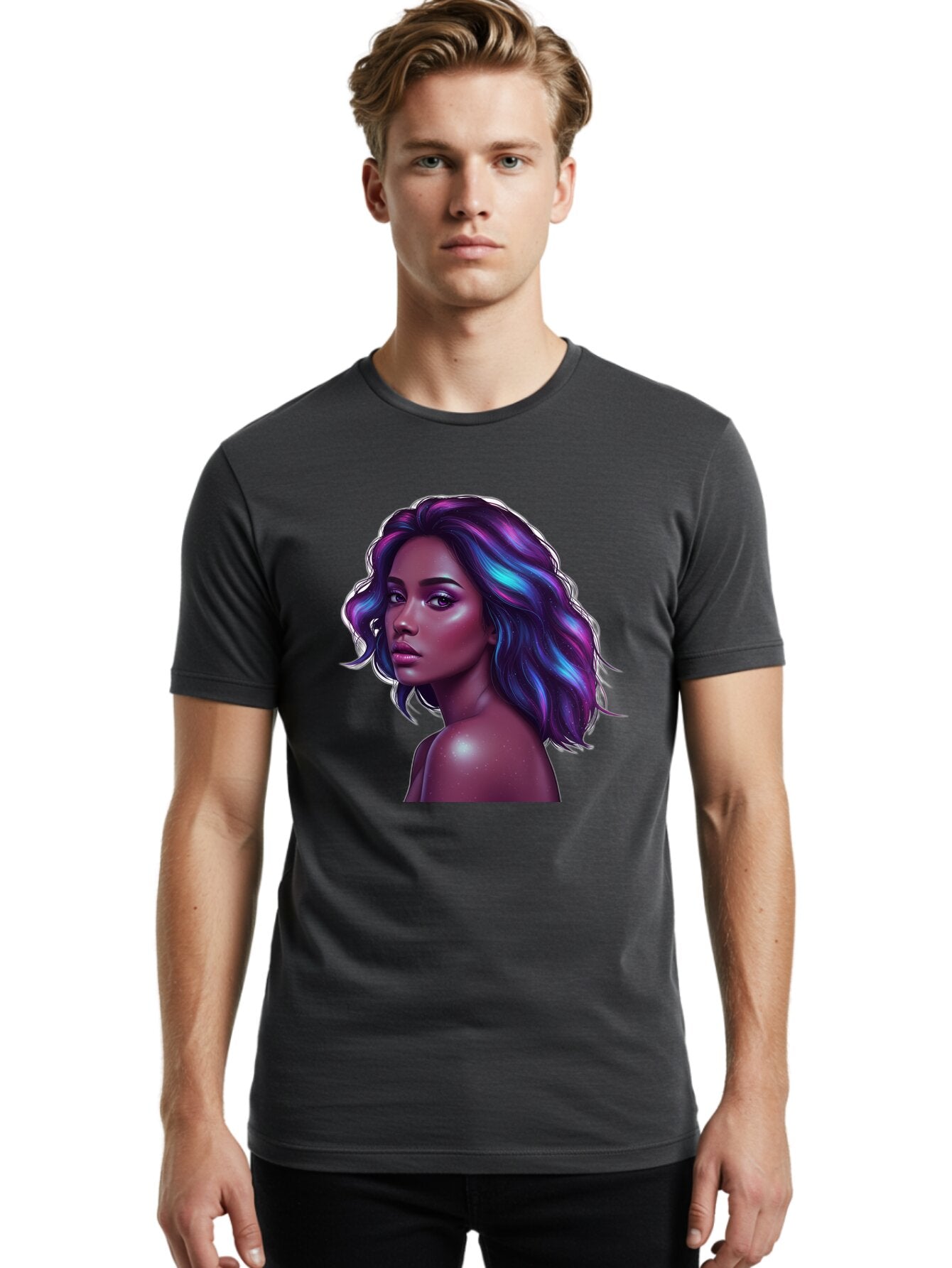 Purple-Hair-Woman Men'S Graphic Tee, 100% Cotton, Comfortable Casual Summer Wear, Machine Washable, Vintage Camera, Old Camera, Antique Camera, Black Camera, Classic Photography, Photography Equipment, Nostalgic Device, Film Camera, Camera Art Bar325 18