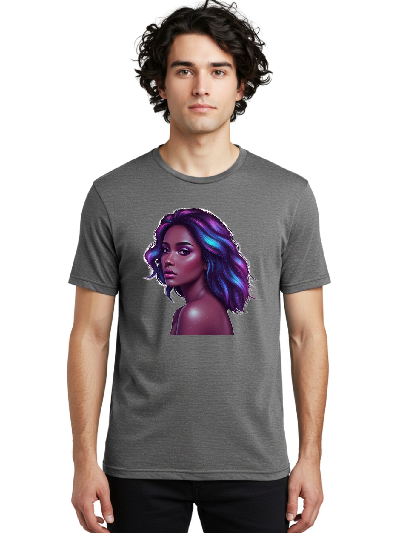 Purple-Hair-Woman Men'S Graphic Tee, 100% Cotton, Comfortable Casual Summer Wear, Machine Washable, Vintage Camera, Old Camera, Antique Camera, Black Camera, Classic Photography, Photography Equipment, Nostalgic Device, Film Camera, Camera Art Bar325 21