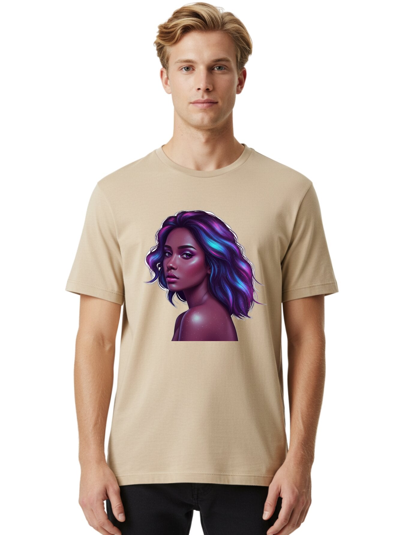 Purple-Hair-Woman Men'S Graphic Tee, 100% Cotton, Comfortable Casual Summer Wear, Machine Washable, Vintage Camera, Old Camera, Antique Camera, Black Camera, Classic Photography, Photography Equipment, Nostalgic Device, Film Camera, Camera Art Bar325 24