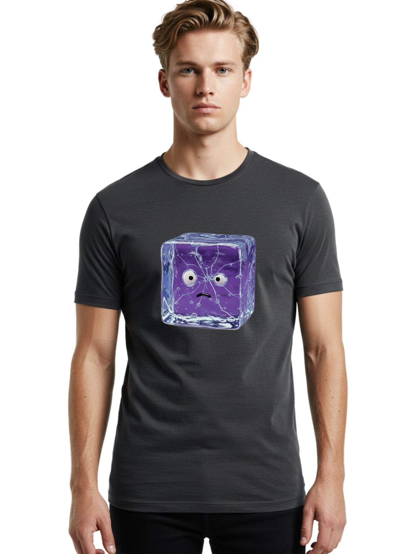 Purple-Ice-Cube Men'S Graphic Tee, 100% Cotton, Comfortable Casual Summer Wear, Machine Washable, Vintage Camera, Old Camera, Antique Camera, Black Camera, Classic Photography, Photography Equipment, Nostalgic Device, Film Camera, Camera Art Bar326 30