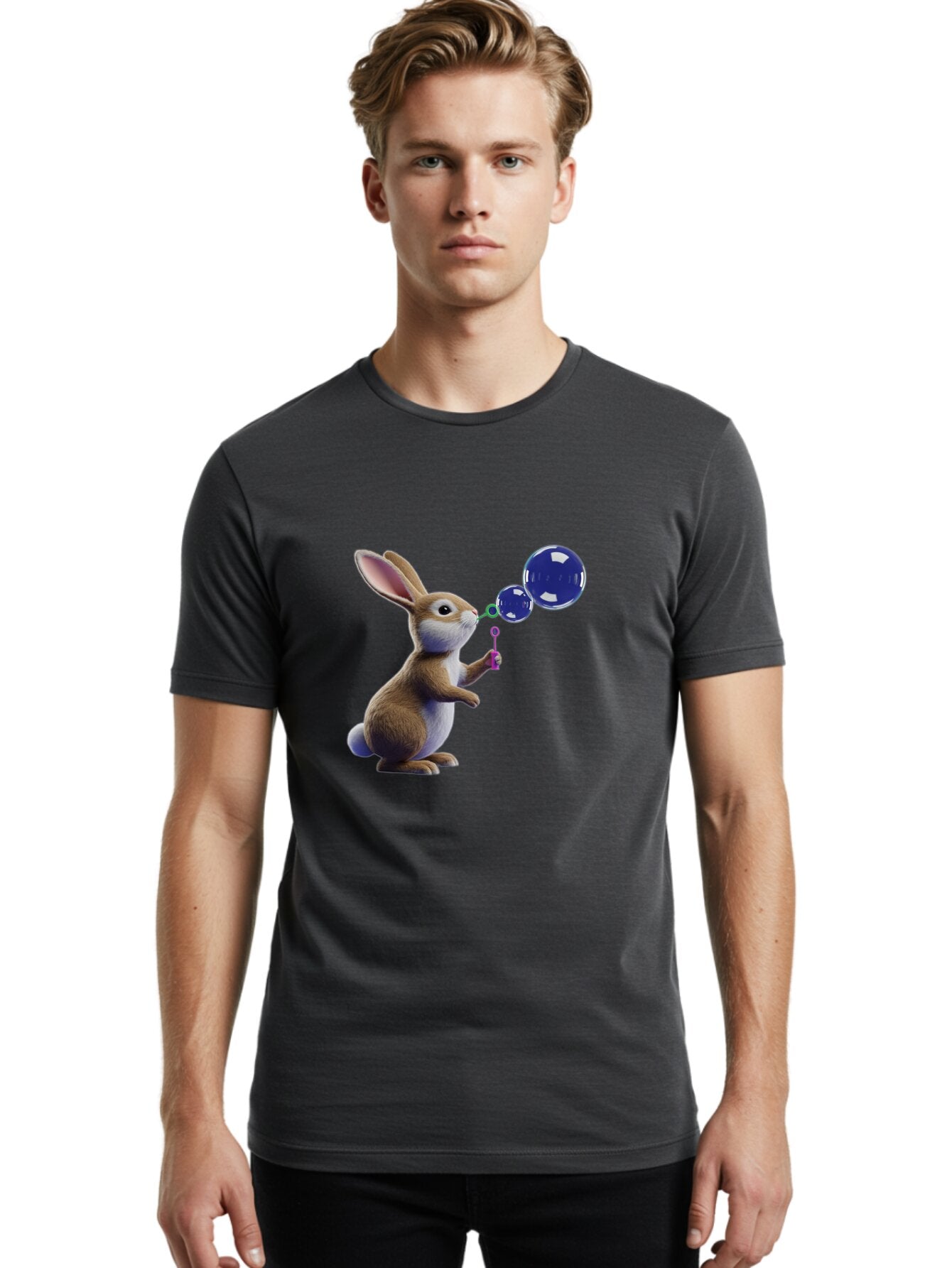 Rabbit-Blowing-Bubbles-2 Men'S Graphic Tee, 100% Cotton, Comfortable Casual Summer Wear, Machine Washable, Vintage Camera, Old Camera, Antique Camera, Black Camera, Classic Photography, Photography Equipment, Nostalgic Device, Film Camera, Bar338 22