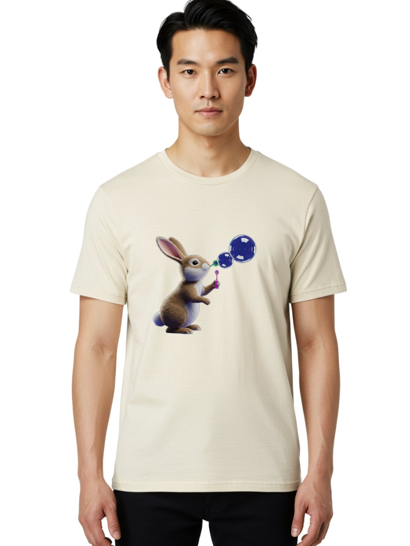 Rabbit-Blowing-Bubbles-2 Men'S Graphic Tee, 100% Cotton, Comfortable Casual Summer Wear, Machine Washable, Vintage Camera, Old Camera, Antique Camera, Black Camera, Classic Photography, Photography Equipment, Nostalgic Device, Film Camera, Bar338 19