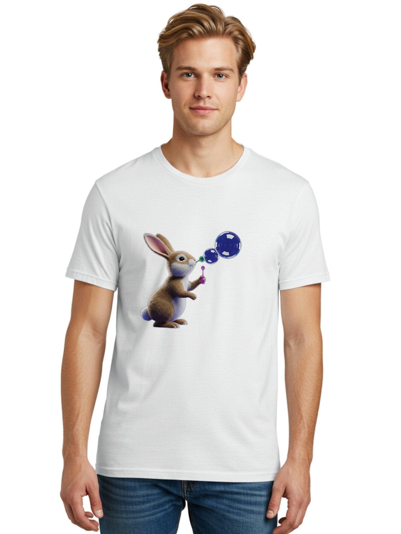 Rabbit-Blowing-Bubbles-2 Men'S Graphic Tee, 100% Cotton, Comfortable Casual Summer Wear, Machine Washable, Vintage Camera, Old Camera, Antique Camera, Black Camera, Classic Photography, Photography Equipment, Nostalgic Device, Film Camera, Bar338 30