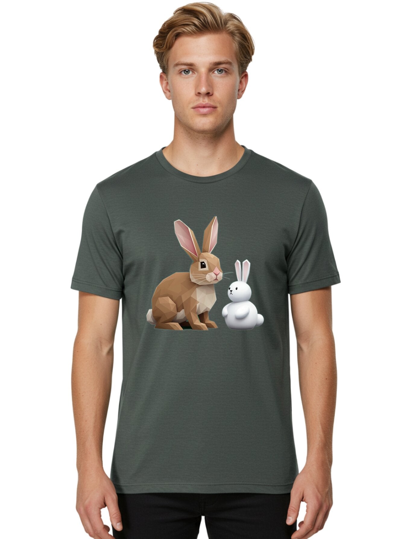 Rabbit-Duo Men'S Graphic Tee, 100% Cotton, Comfortable Casual Summer Wear, Machine Washable, Vintage Camera, Old Camera, Antique Camera, Black Camera, Classic Photography, Photography Equipment, Nostalgic Device, Film Camera, Camera Art Bar340 30