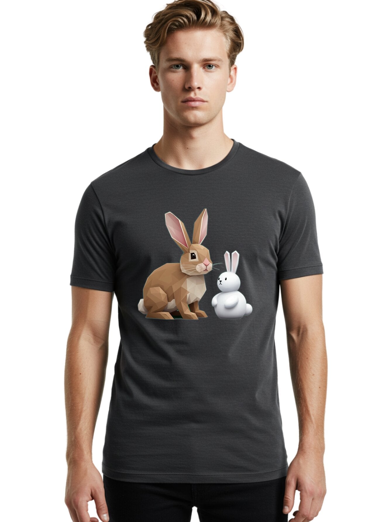 Rabbit-Duo Men'S Graphic Tee, 100% Cotton, Comfortable Casual Summer Wear, Machine Washable, Vintage Camera, Old Camera, Antique Camera, Black Camera, Classic Photography, Photography Equipment, Nostalgic Device, Film Camera, Camera Art Bar340 28
