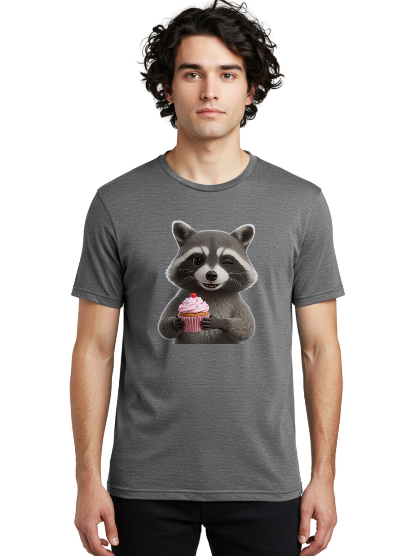 Raccoon-Cupcake Men'S Graphic Tee, 100% Cotton, Comfortable Casual Summer Wear, Machine Washable, Vintage Camera, Old Camera, Antique Camera, Black Camera, Classic Photography, Photography Equipment, Nostalgic Device, Film Camera, Camera Art Bar344 26