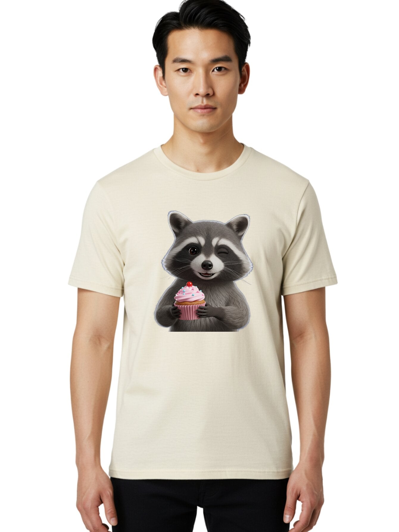 Raccoon-Cupcake Men'S Graphic Tee, 100% Cotton, Comfortable Casual Summer Wear, Machine Washable, Vintage Camera, Old Camera, Antique Camera, Black Camera, Classic Photography, Photography Equipment, Nostalgic Device, Film Camera, Camera Art Bar344 22