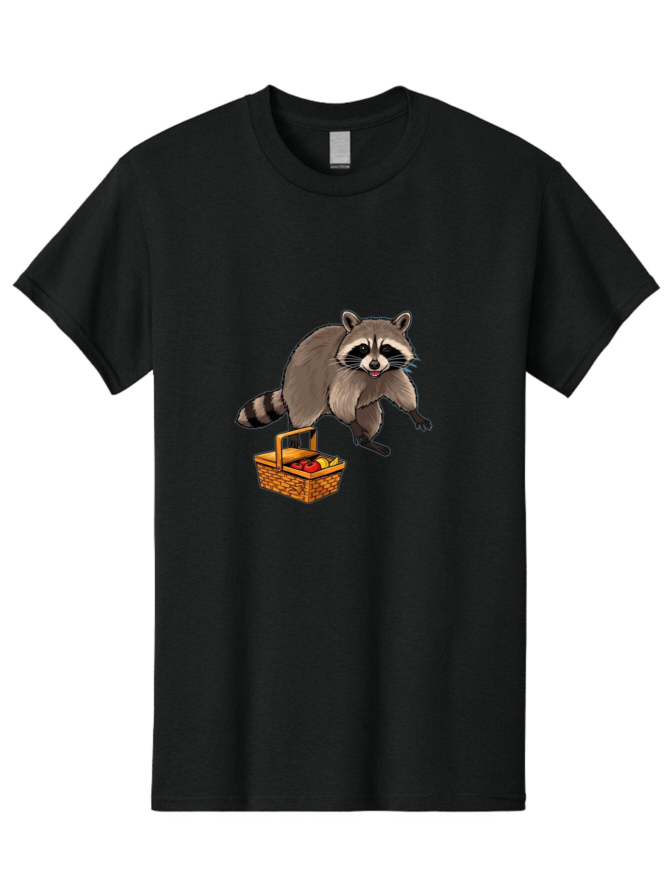 Raccoon-With-Picnic-Basket Men'S Graphic Tee, 100% Cotton, Comfortable Casual Summer Wear, Machine Washable, Vintage Camera, Old Camera, Antique Camera, Black Camera, Classic Photography, Photography Equipment, Nostalgic Device, Film Camera, Bar352 3