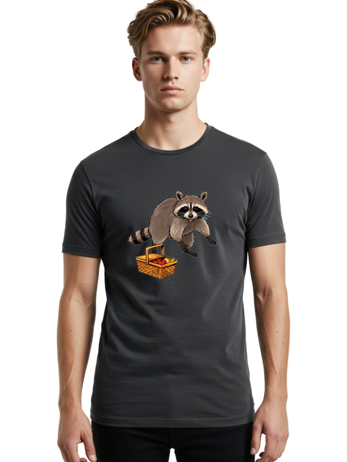 Raccoon-With-Picnic-Basket Men'S Graphic Tee, 100% Cotton, Comfortable Casual Summer Wear, Machine Washable, Vintage Camera, Old Camera, Antique Camera, Black Camera, Classic Photography, Photography Equipment, Nostalgic Device, Film Camera, Bar352 17