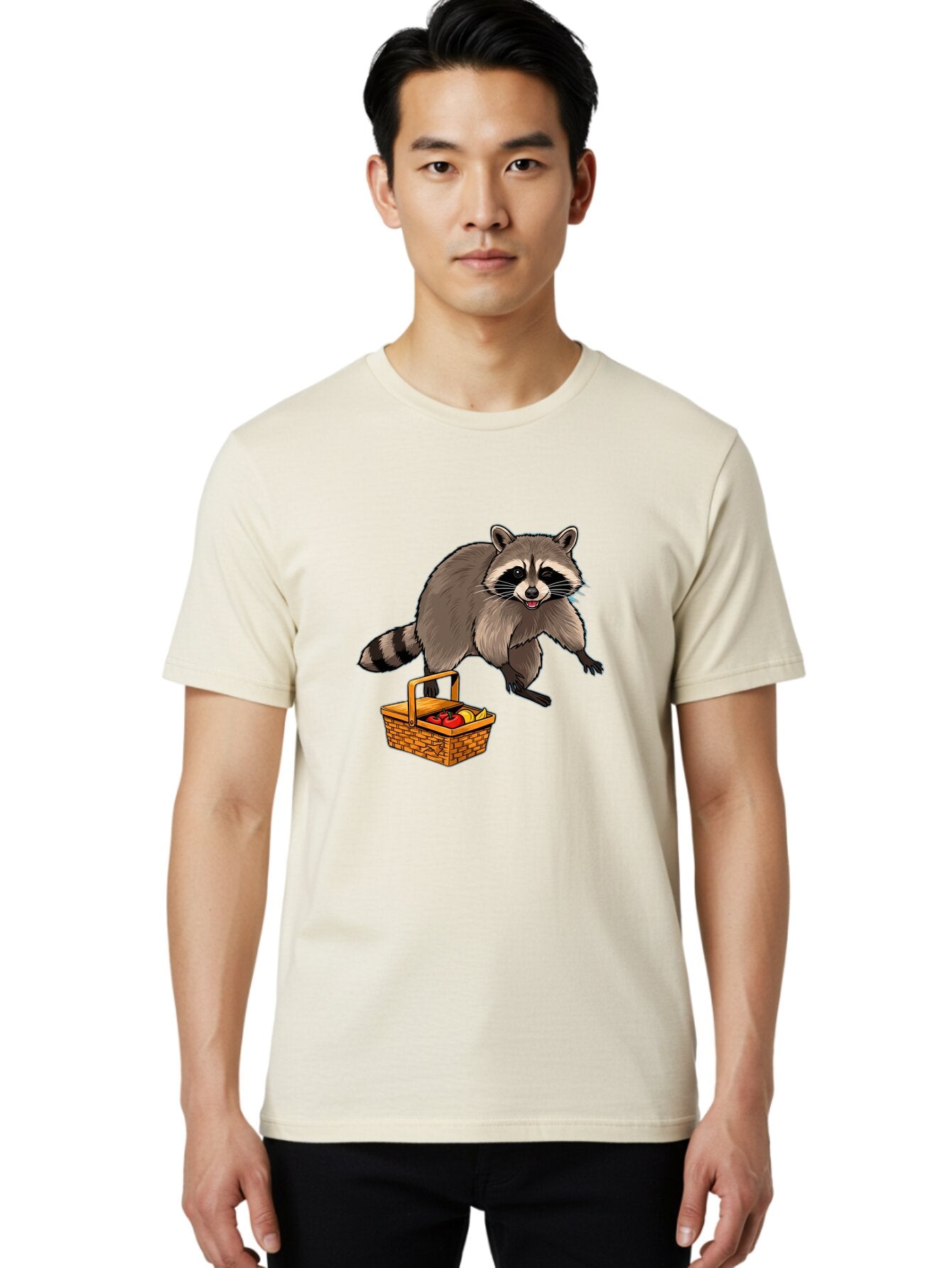 Raccoon-With-Picnic-Basket Men'S Graphic Tee, 100% Cotton, Comfortable Casual Summer Wear, Machine Washable, Vintage Camera, Old Camera, Antique Camera, Black Camera, Classic Photography, Photography Equipment, Nostalgic Device, Film Camera, Bar352 23