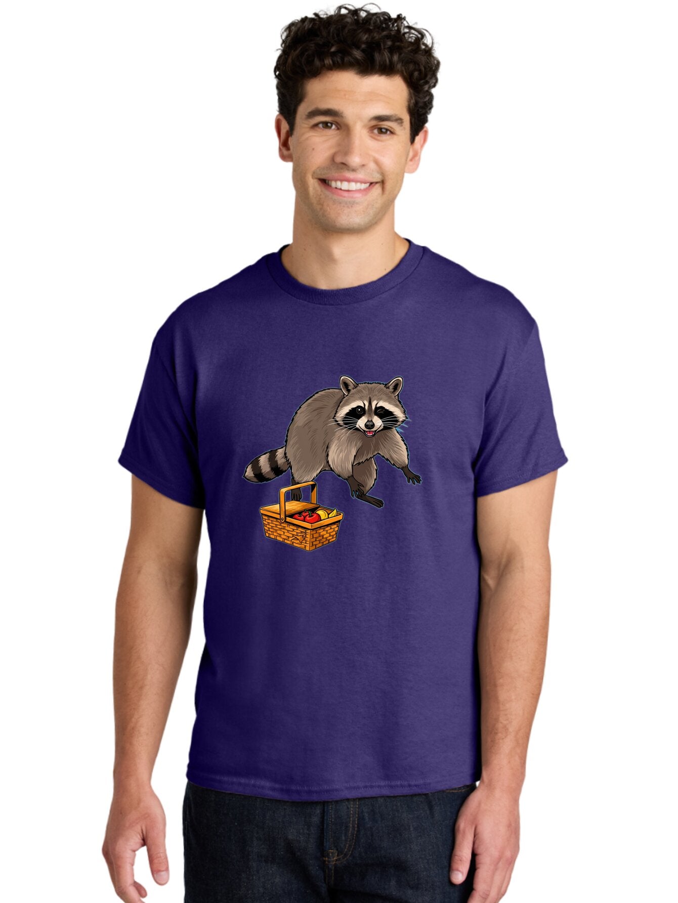 Raccoon-With-Picnic-Basket Men'S Graphic Tee, 100% Cotton, Comfortable Casual Summer Wear, Machine Washable, Vintage Camera, Old Camera, Antique Camera, Black Camera, Classic Photography, Photography Equipment, Nostalgic Device, Film Camera, Bar352 25