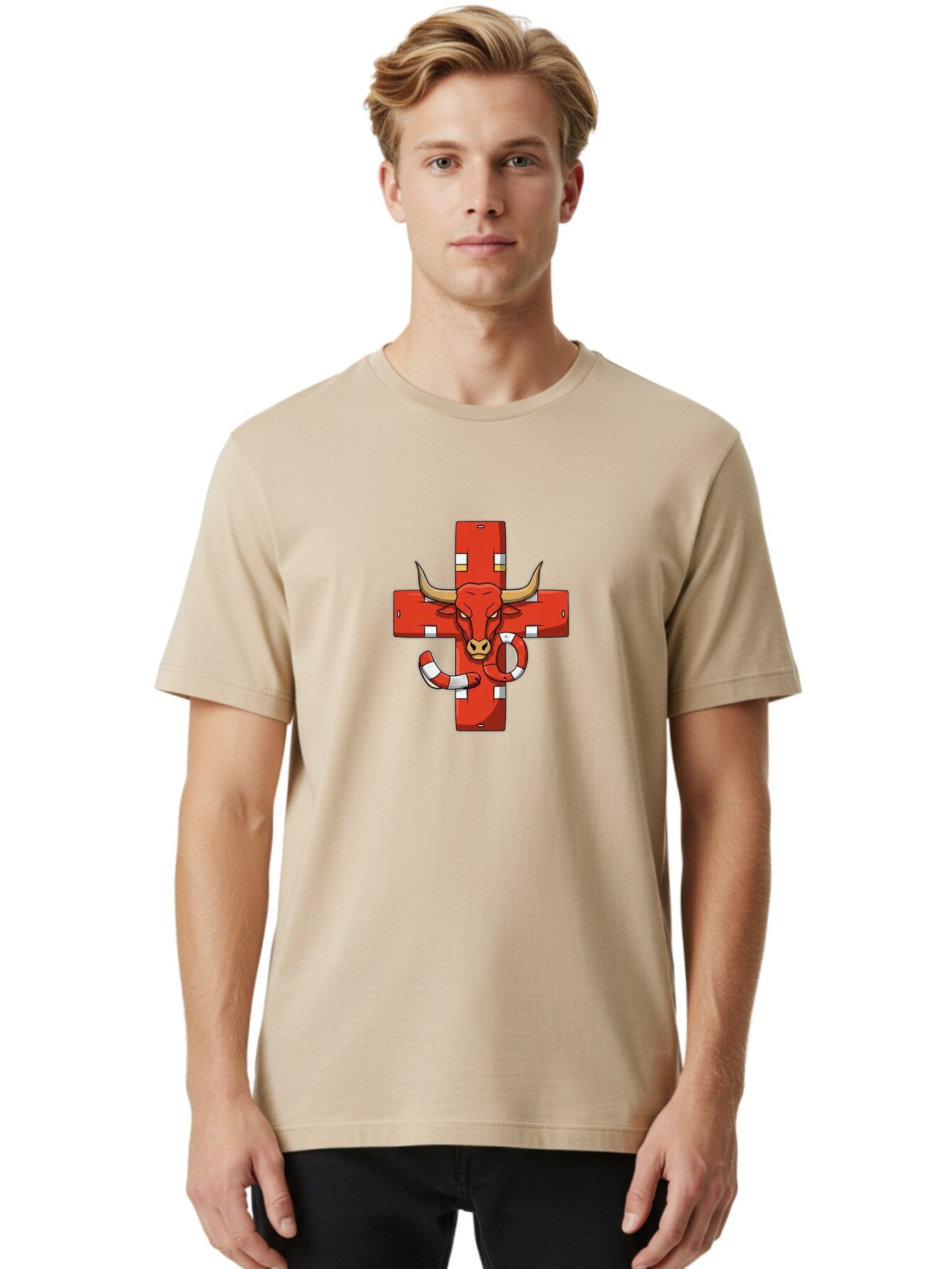 Red-Cross-Bull Men'S Graphic Tee, 100% Cotton, Comfortable Casual Summer Wear, Machine Washable, Vintage Camera, Old Camera, Antique Camera, Black Camera, Classic Photography, Photography Equipment, Nostalgic Device, Film Camera, Camera Art Bar365 18