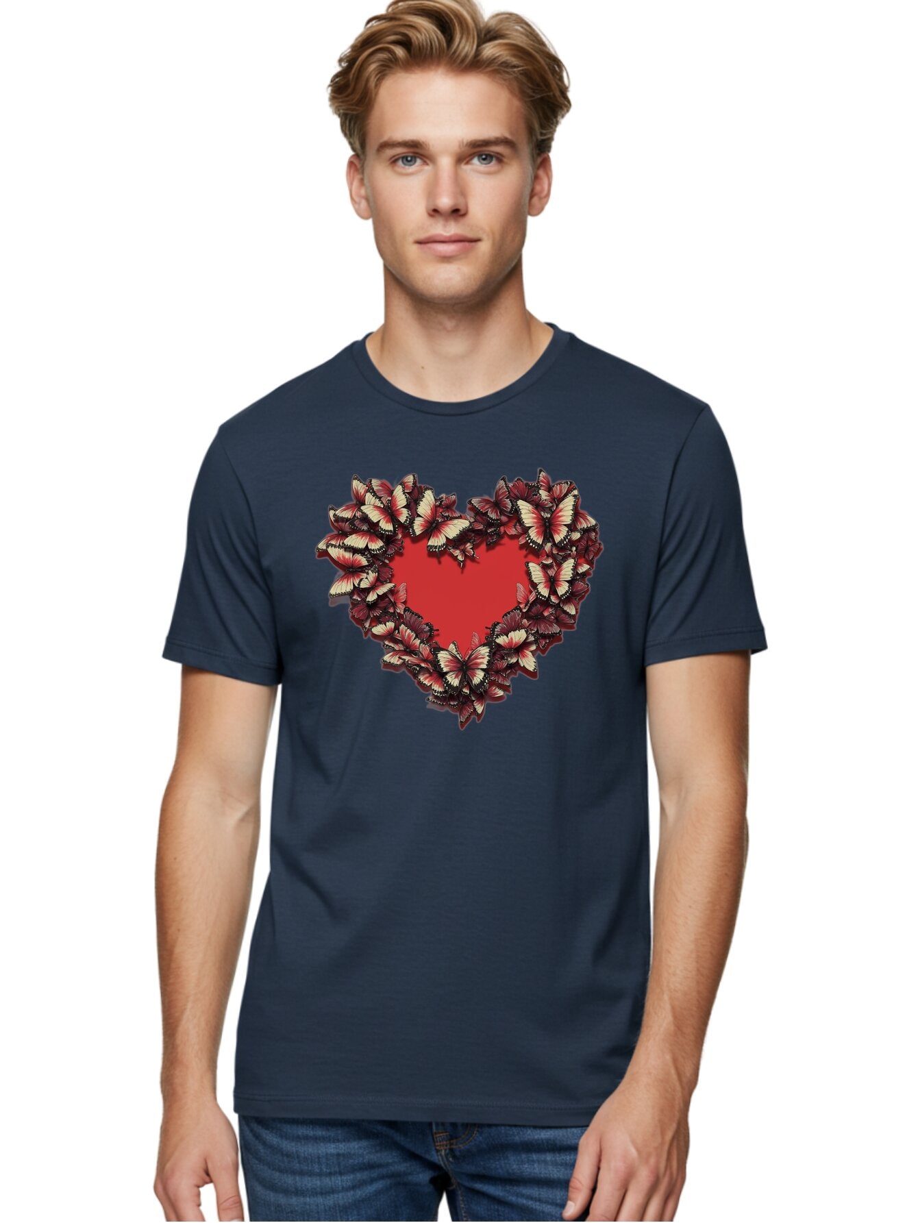 Red-Heart-Butterflies Men'S Graphic Tee, 100% Cotton, Comfortable Casual Summer Wear, Machine Washable, Vintage Camera, Old Camera, Antique Camera, Black Camera, Classic Photography, Photography Equipment, Nostalgic Device, Film Camera, Bar367 23