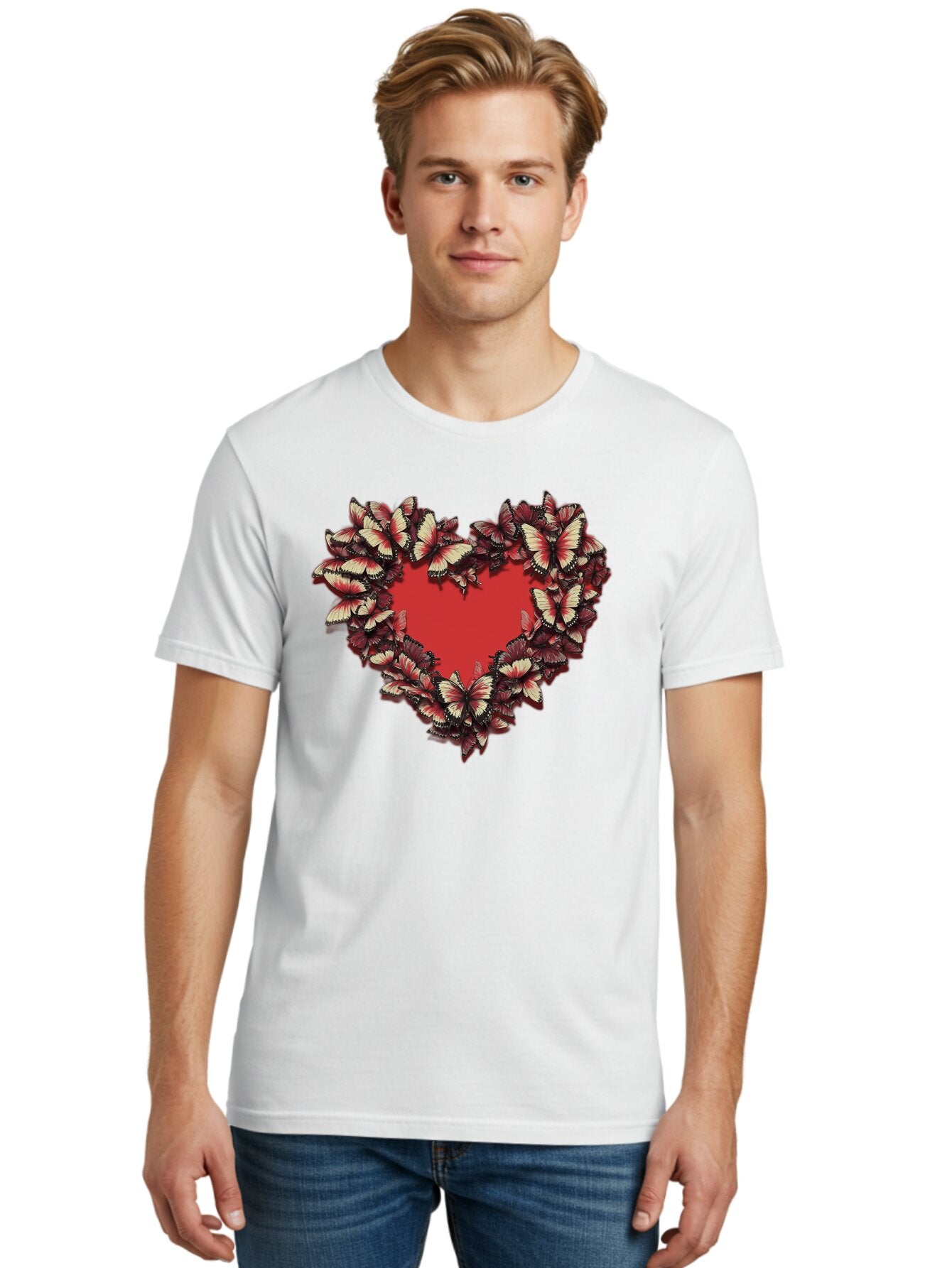 Red-Heart-Butterflies Men'S Graphic Tee, 100% Cotton, Comfortable Casual Summer Wear, Machine Washable, Vintage Camera, Old Camera, Antique Camera, Black Camera, Classic Photography, Photography Equipment, Nostalgic Device, Film Camera, Bar367 21