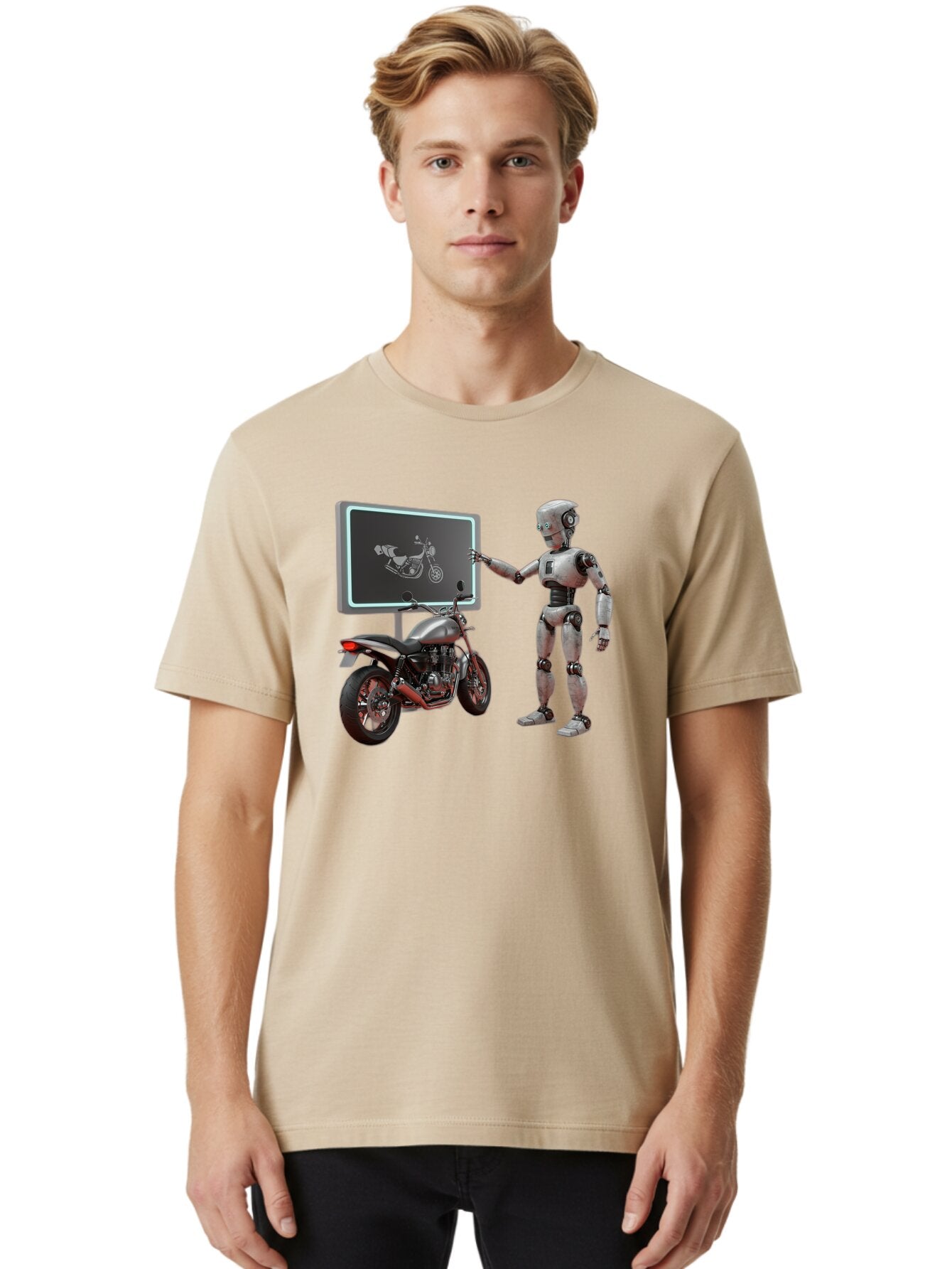 Robot-And-Motorcycle Men'S Graphic Tee, 100% Cotton, Comfortable Casual Summer Wear, Machine Washable, Vintage Camera, Old Camera, Antique Camera, Black Camera, Classic Photography, Photography Equipment, Nostalgic Device, Film Camera, Bar375 17