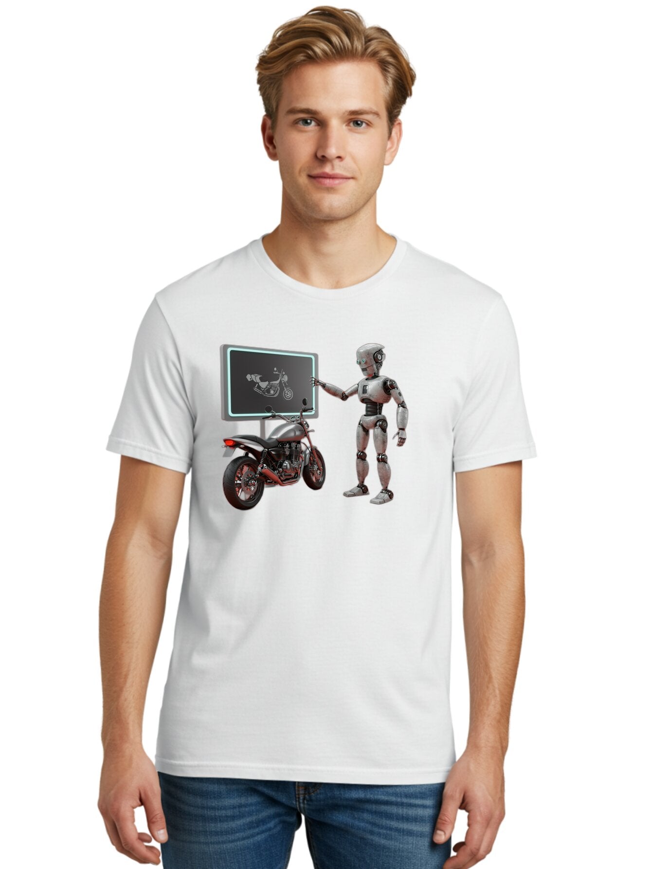 Robot-And-Motorcycle Men'S Graphic Tee, 100% Cotton, Comfortable Casual Summer Wear, Machine Washable, Vintage Camera, Old Camera, Antique Camera, Black Camera, Classic Photography, Photography Equipment, Nostalgic Device, Film Camera, Bar375 19