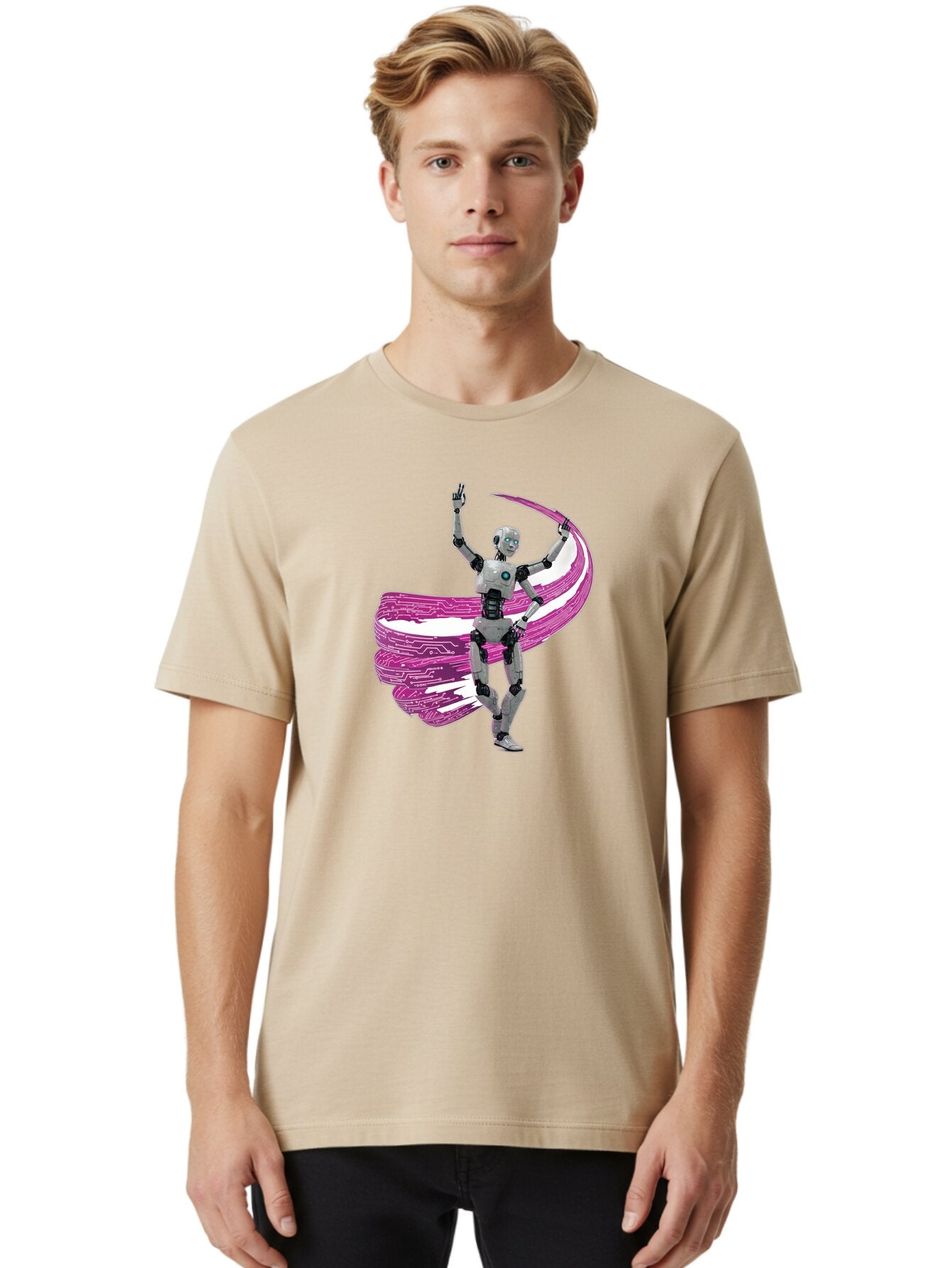 Robot-Dancing Men'S Graphic Tee, 100% Cotton, Comfortable Casual Summer Wear, Machine Washable, Vintage Camera, Old Camera, Antique Camera, Black Camera, Classic Photography, Photography Equipment, Nostalgic Device, Film Camera, Camera Art Bar376 21