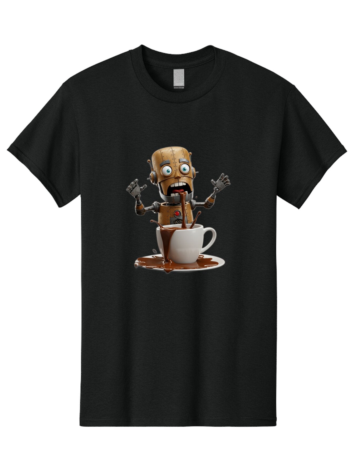 Robot-Drinking-Coffee Men'S Graphic Tee, 100% Cotton, Comfortable Casual Summer Wear, Machine Washable, Vintage Camera, Old Camera, Antique Camera, Black Camera, Classic Photography, Photography Equipment, Nostalgic Device, Film Camera, Bar377 3