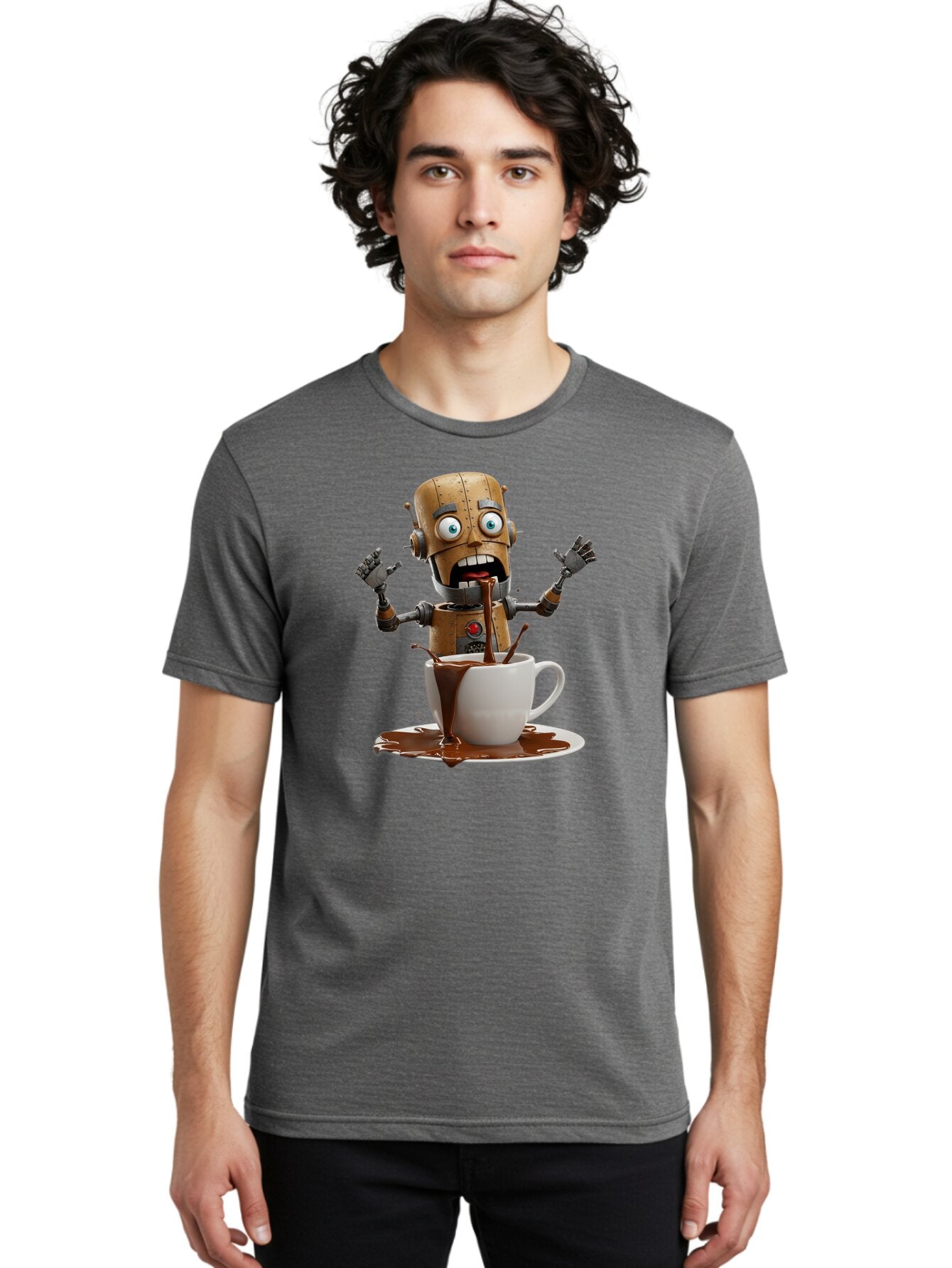 Robot-Drinking-Coffee Men'S Graphic Tee, 100% Cotton, Comfortable Casual Summer Wear, Machine Washable, Vintage Camera, Old Camera, Antique Camera, Black Camera, Classic Photography, Photography Equipment, Nostalgic Device, Film Camera, Bar377 28