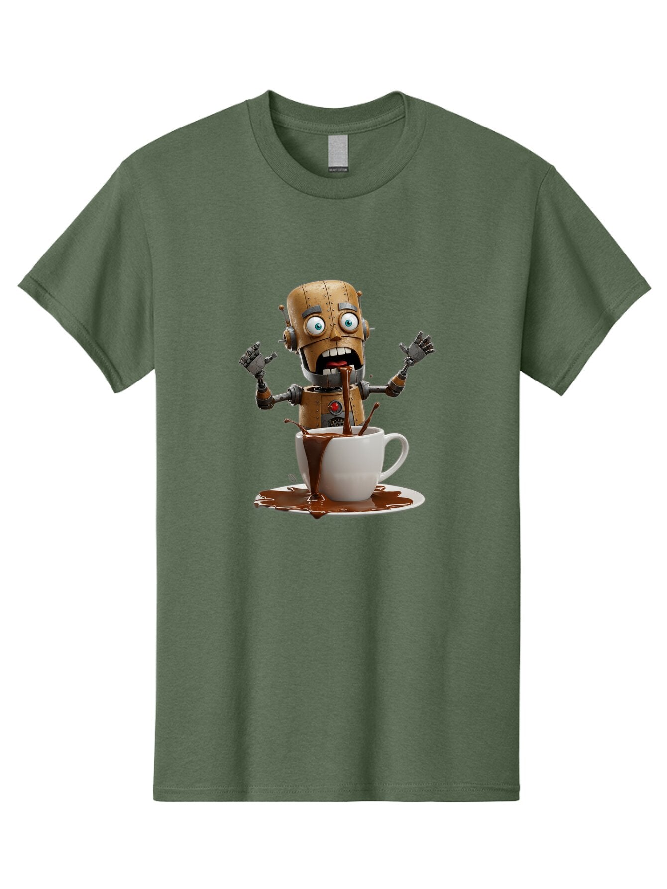 Robot-Drinking-Coffee Men'S Graphic Tee, 100% Cotton, Comfortable Casual Summer Wear, Machine Washable, Vintage Camera, Old Camera, Antique Camera, Black Camera, Classic Photography, Photography Equipment, Nostalgic Device, Film Camera, Bar377 5