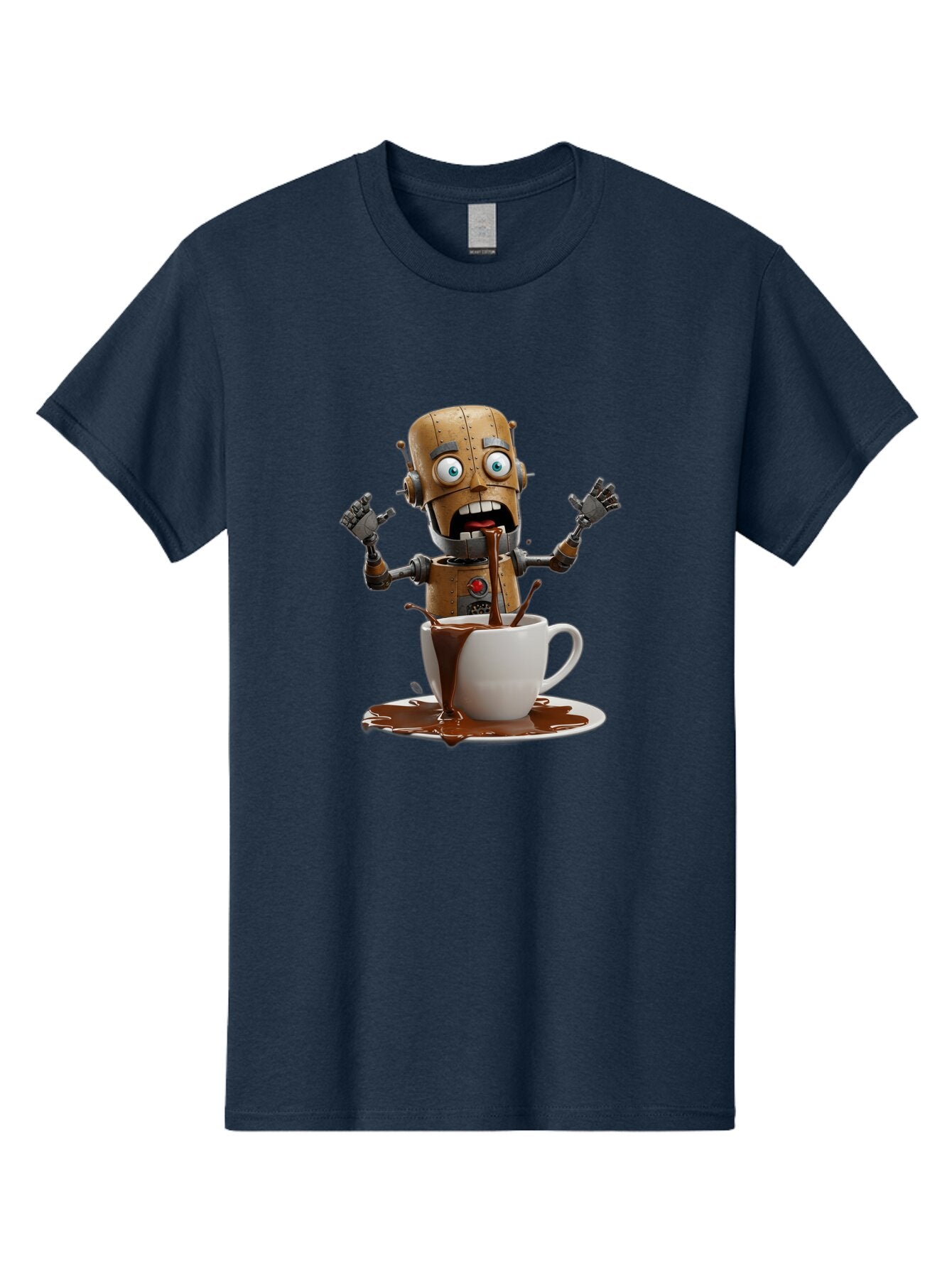 Robot-Drinking-Coffee Men'S Graphic Tee, 100% Cotton, Comfortable Casual Summer Wear, Machine Washable, Vintage Camera, Old Camera, Antique Camera, Black Camera, Classic Photography, Photography Equipment, Nostalgic Device, Film Camera, Bar377 7