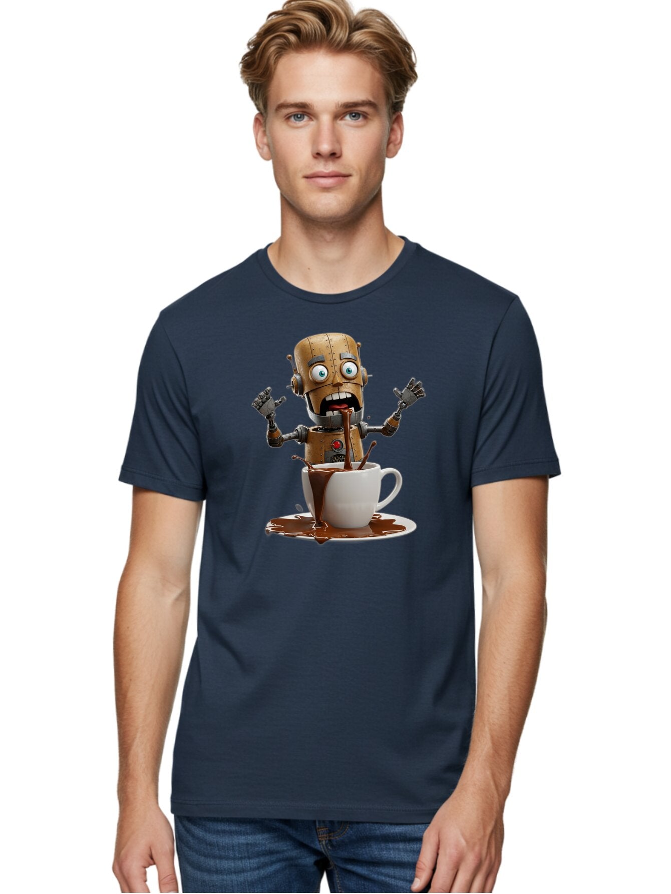 Robot-Drinking-Coffee Men'S Graphic Tee, 100% Cotton, Comfortable Casual Summer Wear, Machine Washable, Vintage Camera, Old Camera, Antique Camera, Black Camera, Classic Photography, Photography Equipment, Nostalgic Device, Film Camera, Bar377 16