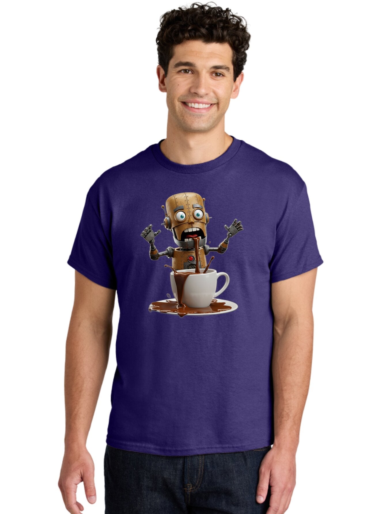 Robot-Drinking-Coffee Men'S Graphic Tee, 100% Cotton, Comfortable Casual Summer Wear, Machine Washable, Vintage Camera, Old Camera, Antique Camera, Black Camera, Classic Photography, Photography Equipment, Nostalgic Device, Film Camera, Bar377 29
