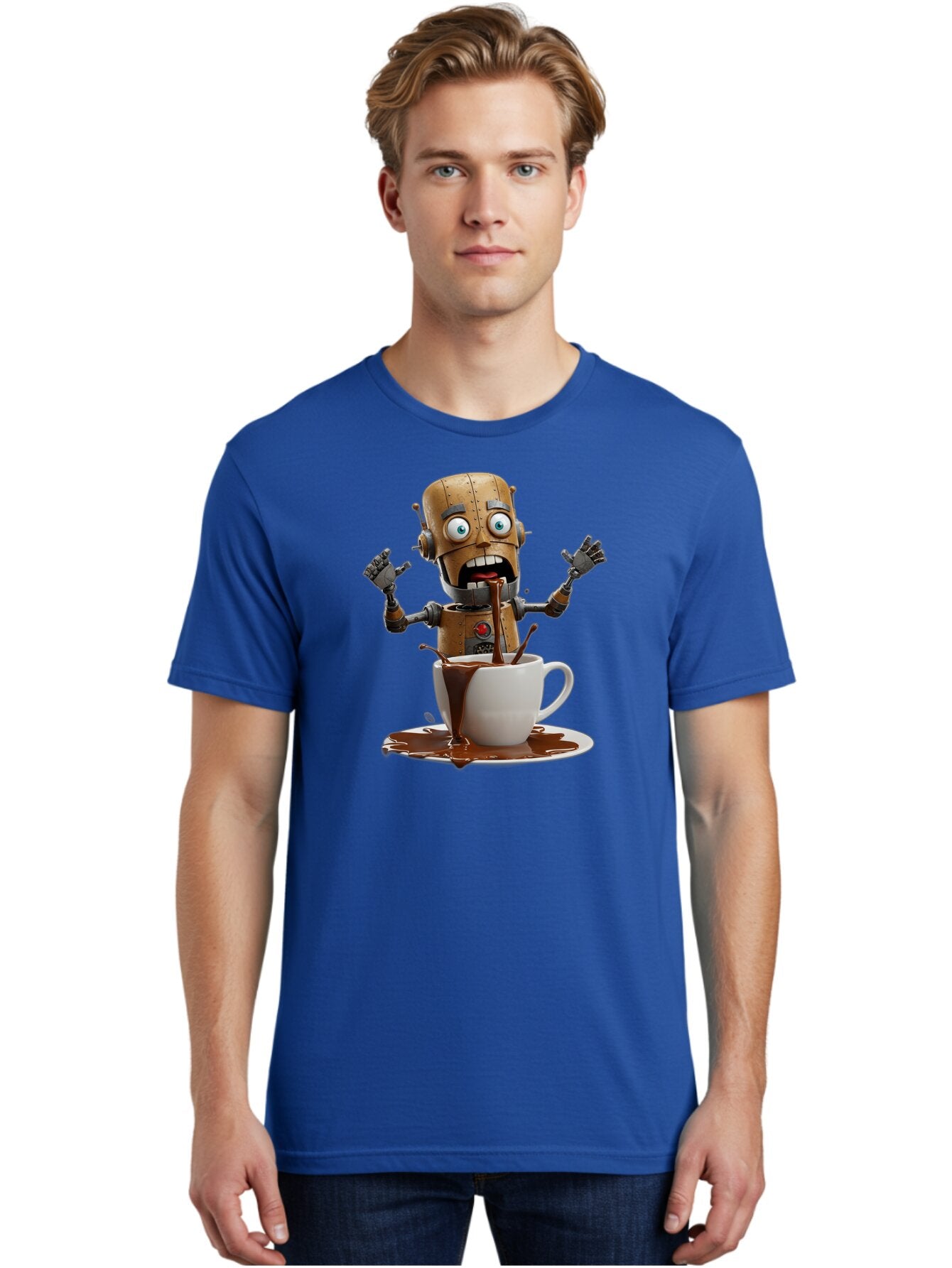 Robot-Drinking-Coffee Men'S Graphic Tee, 100% Cotton, Comfortable Casual Summer Wear, Machine Washable, Vintage Camera, Old Camera, Antique Camera, Black Camera, Classic Photography, Photography Equipment, Nostalgic Device, Film Camera, Bar377 21