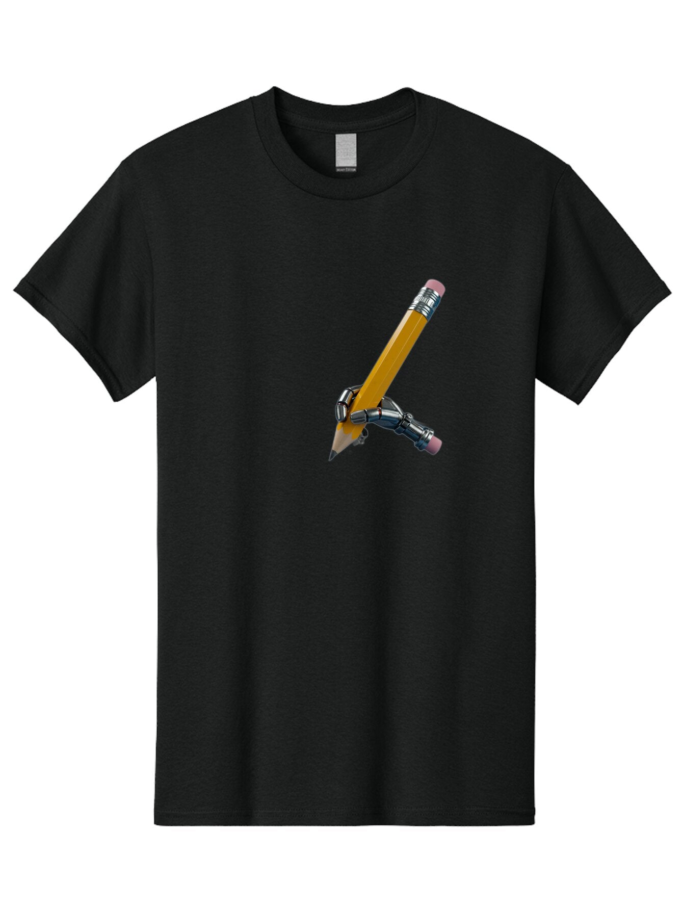 Robot-Hand-Holding-Pencil Men'S Graphic Tee, 100% Cotton, Comfortable Casual Summer Wear, Machine Washable, Vintage Camera, Old Camera, Antique Camera, Black Camera, Classic Photography, Photography Equipment, Nostalgic Device, Film Camera, Bar378 8