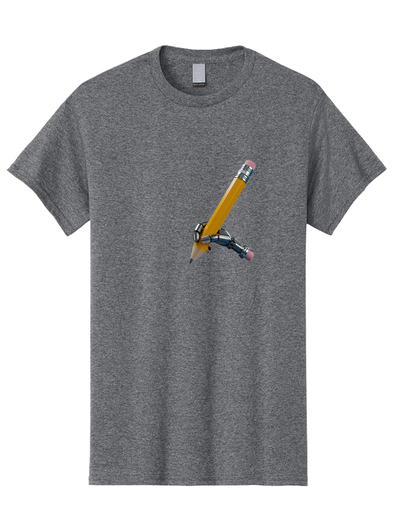 Robot-Hand-Holding-Pencil Men'S Graphic Tee, 100% Cotton, Comfortable Casual Summer Wear, Machine Washable, Vintage Camera, Old Camera, Antique Camera, Black Camera, Classic Photography, Photography Equipment, Nostalgic Device, Film Camera, Bar378 1