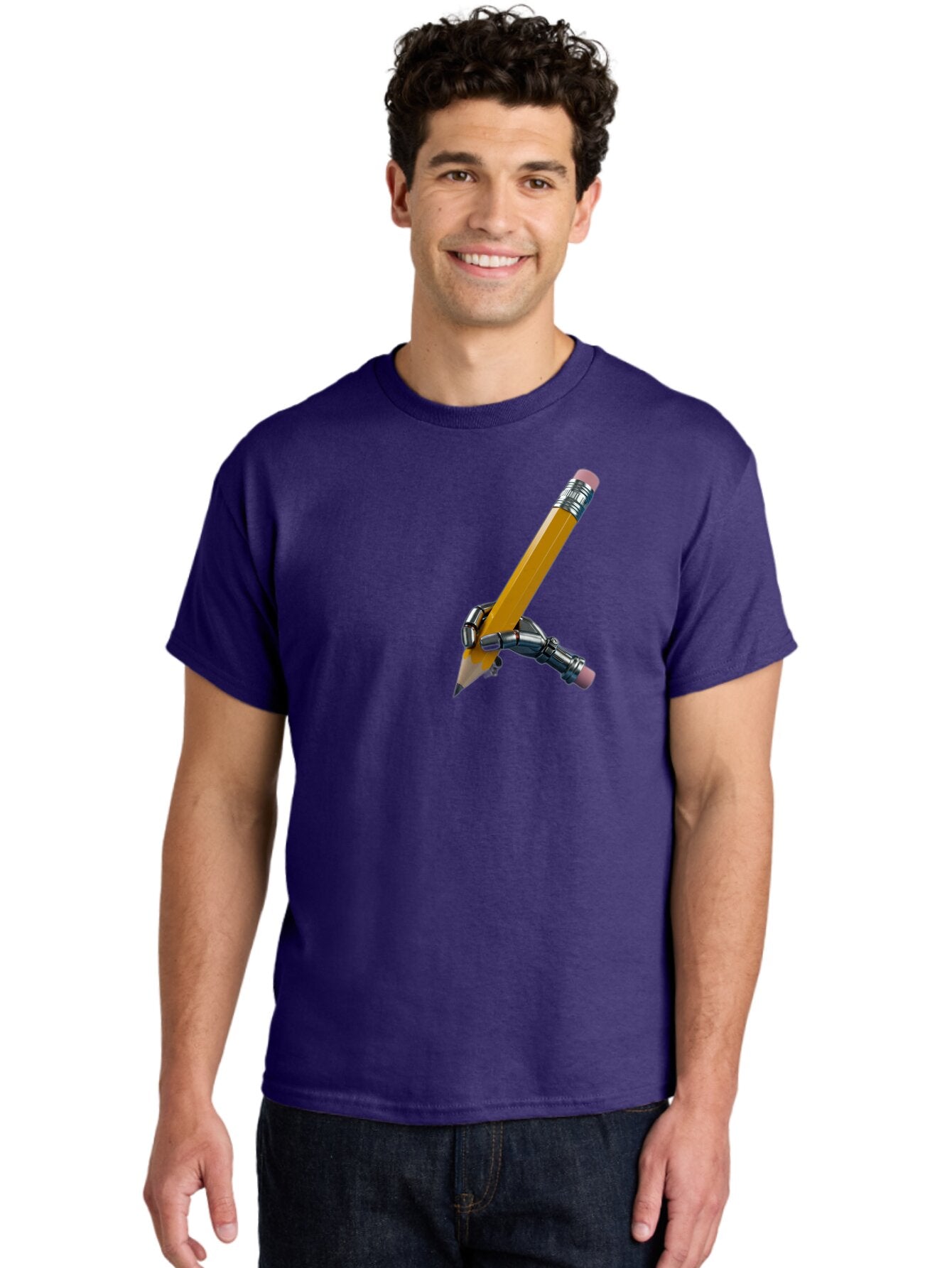 Robot-Hand-Holding-Pencil Men'S Graphic Tee, 100% Cotton, Comfortable Casual Summer Wear, Machine Washable, Vintage Camera, Old Camera, Antique Camera, Black Camera, Classic Photography, Photography Equipment, Nostalgic Device, Film Camera, Bar378 27