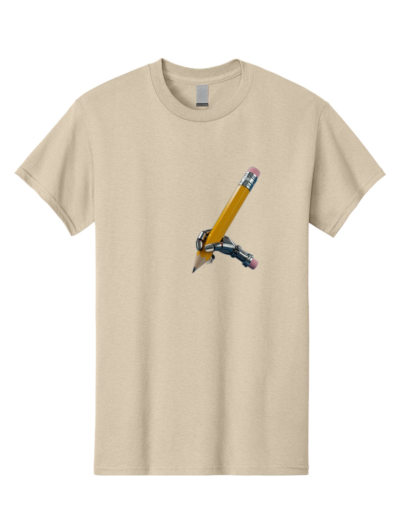Robot-Hand-Holding-Pencil Men'S Graphic Tee, 100% Cotton, Comfortable Casual Summer Wear, Machine Washable, Vintage Camera, Old Camera, Antique Camera, Black Camera, Classic Photography, Photography Equipment, Nostalgic Device, Film Camera, Bar378 2