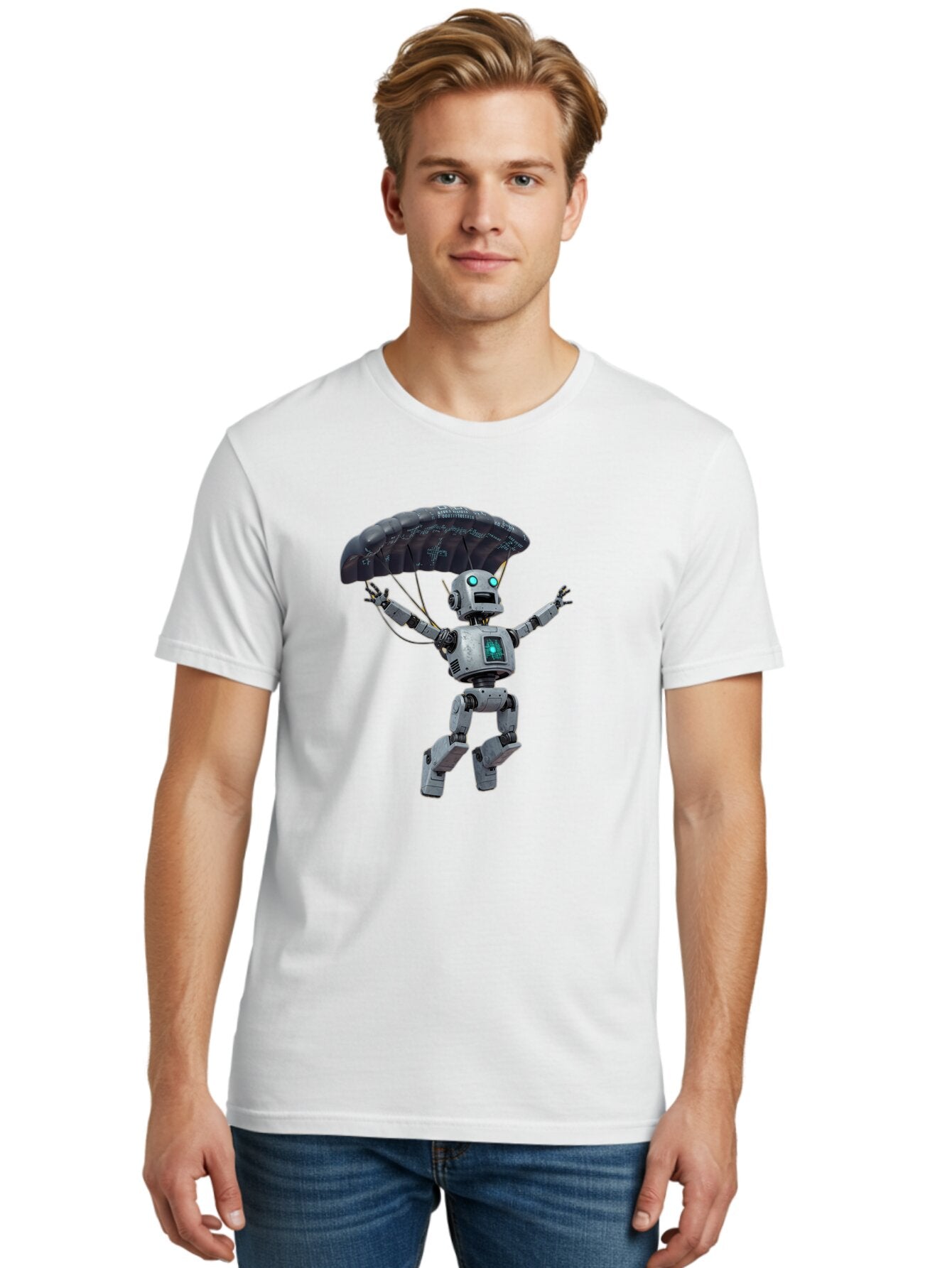 Robot-With-Parachute Men'S Graphic Tee, 100% Cotton, Comfortable Casual Summer Wear, Machine Washable, Vintage Camera, Old Camera, Antique Camera, Black Camera, Classic Photography, Photography Equipment, Nostalgic Device, Film Camera, Bar381 16