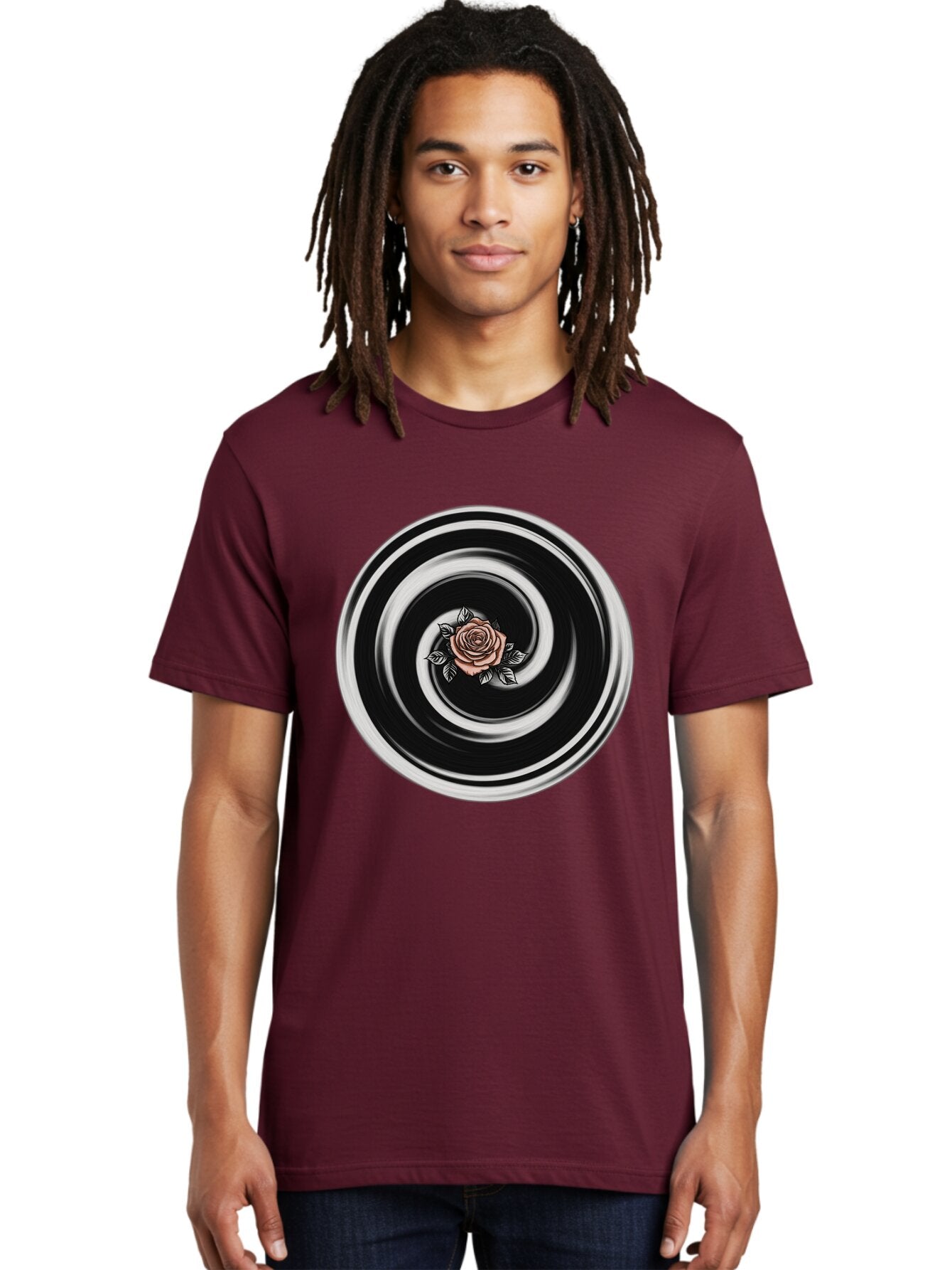 Rose-Spiral Men'S Graphic Tee, 100% Cotton, Comfortable Casual Summer Wear, Machine Washable, Vintage Camera, Old Camera, Antique Camera, Black Camera, Classic Photography, Photography Equipment, Nostalgic Device, Film Camera, Camera Art Bar389 24