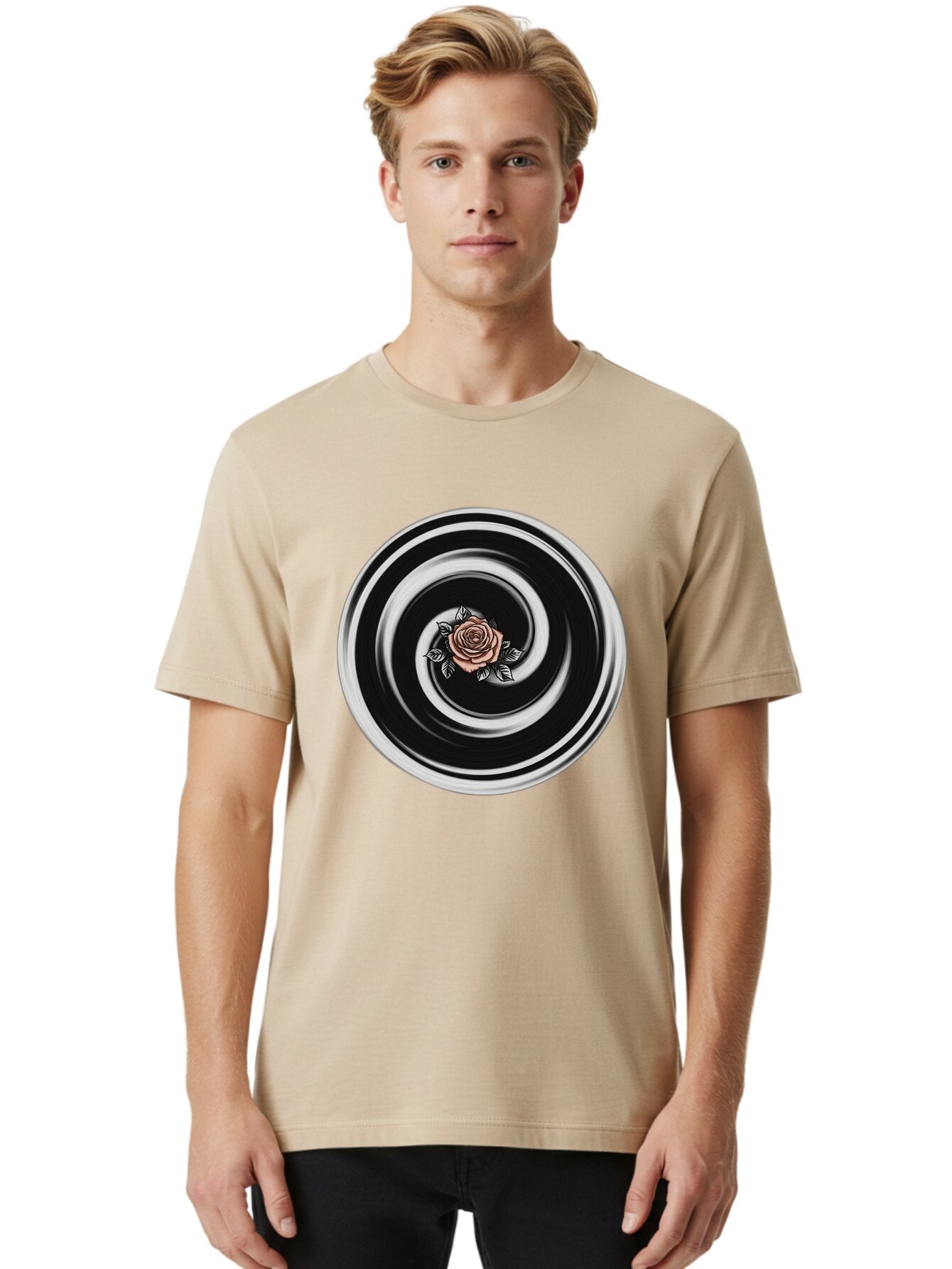 Rose-Spiral Men'S Graphic Tee, 100% Cotton, Comfortable Casual Summer Wear, Machine Washable, Vintage Camera, Old Camera, Antique Camera, Black Camera, Classic Photography, Photography Equipment, Nostalgic Device, Film Camera, Camera Art Bar389 22