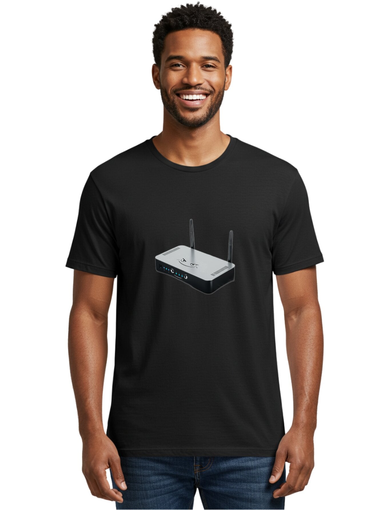 Router-With-Angry-Face Men'S Graphic Tee, 100% Cotton, Comfortable Casual Summer Wear, Machine Washable, Vintage Camera, Old Camera, Antique Camera, Black Camera, Classic Photography, Photography Equipment, Nostalgic Device, Film Camera, Bar392 23