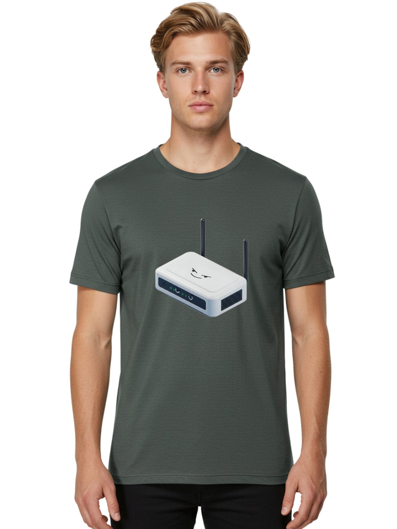 Router-With-Face Men'S Graphic Tee, 100% Cotton, Comfortable Casual Summer Wear, Machine Washable, Vintage Camera, Old Camera, Antique Camera, Black Camera, Classic Photography, Photography Equipment, Nostalgic Device, Film Camera, Camera Art Bar393 23