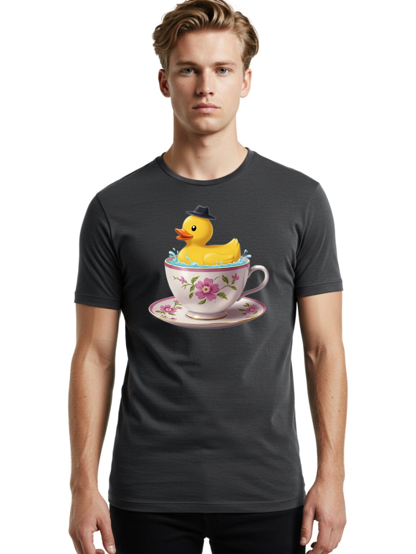 Rubber-Duck-In-Tea-Cup Men'S Graphic Tee, 100% Cotton, Comfortable Casual Summer Wear, Machine Washable, Vintage Camera, Old Camera, Antique Camera, Black Camera, Classic Photography, Photography Equipment, Nostalgic Device, Film Camera, Bar405 25