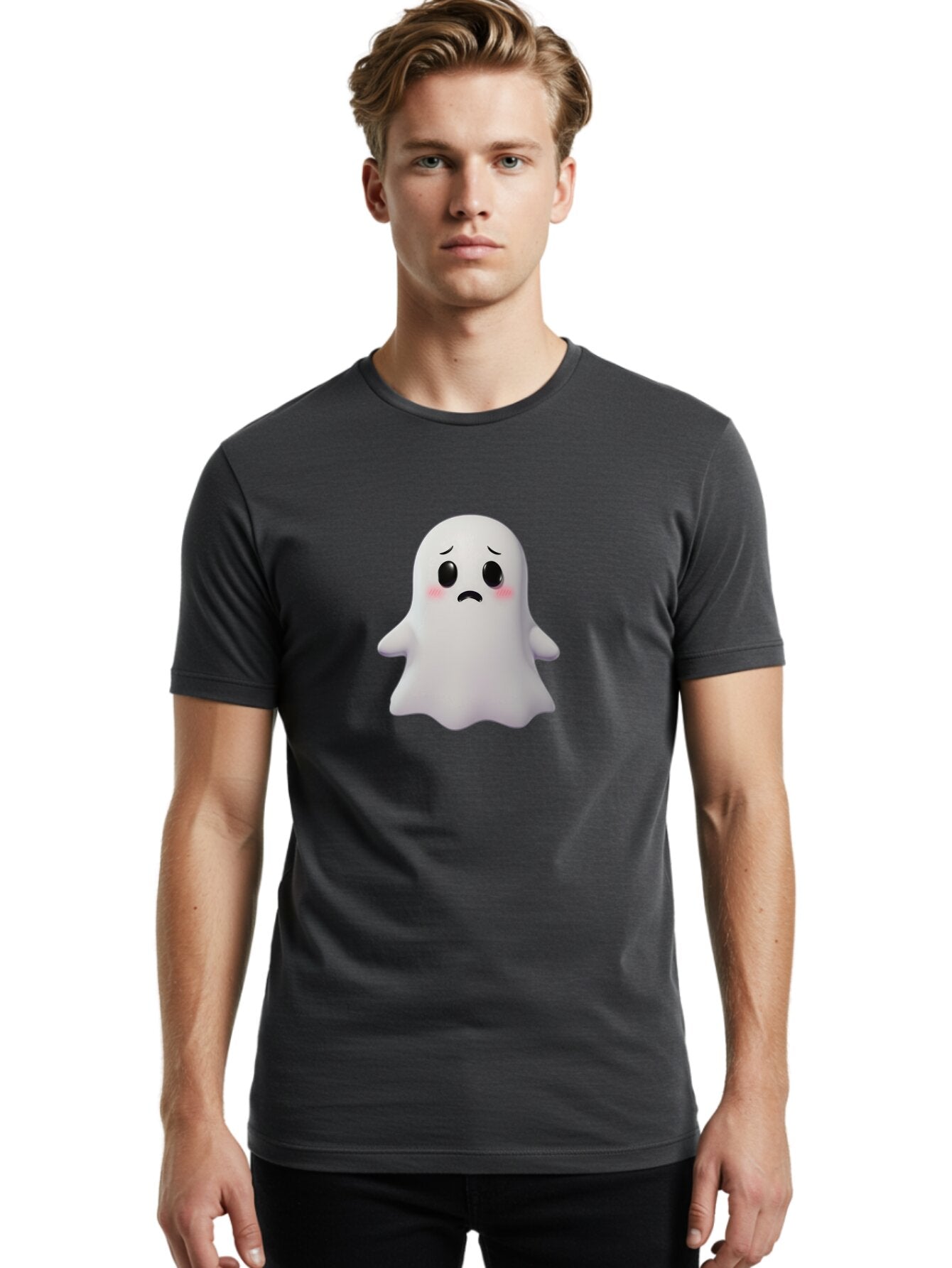 Sad-Ghost-1 Men'S Graphic Tee, 100% Cotton, Comfortable Casual Summer Wear, Machine Washable, Vintage Camera, Old Camera, Antique Camera, Black Camera, Classic Photography, Photography Equipment, Nostalgic Device, Film Camera, Camera Art Bar431 17