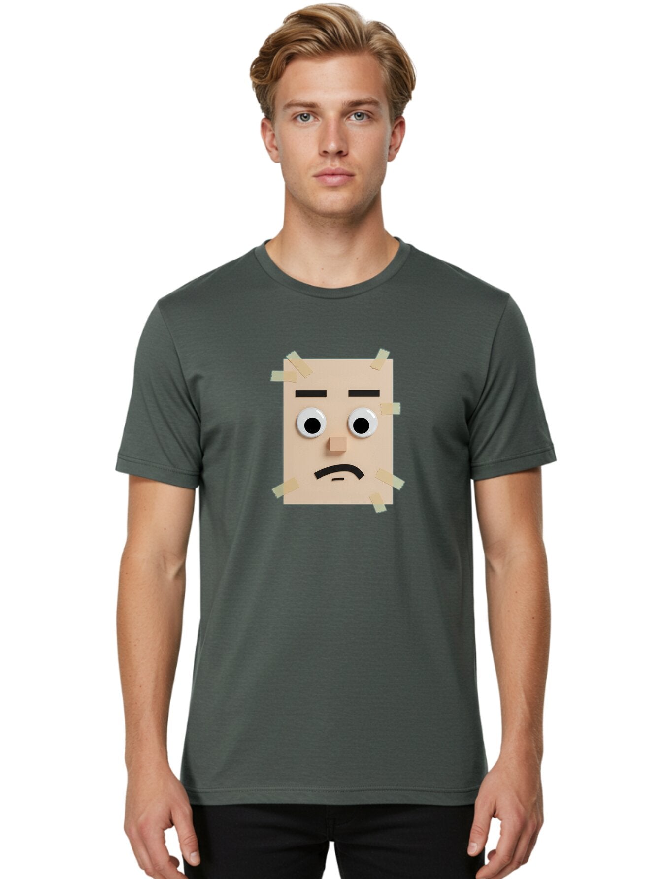 Sad-Sticky-Note-Face Men'S Graphic Tee, 100% Cotton, Comfortable Casual Summer Wear, Machine Washable, Vintage Camera, Old Camera, Antique Camera, Black Camera, Classic Photography, Photography Equipment, Nostalgic Device, Film Camera, Bar437 24