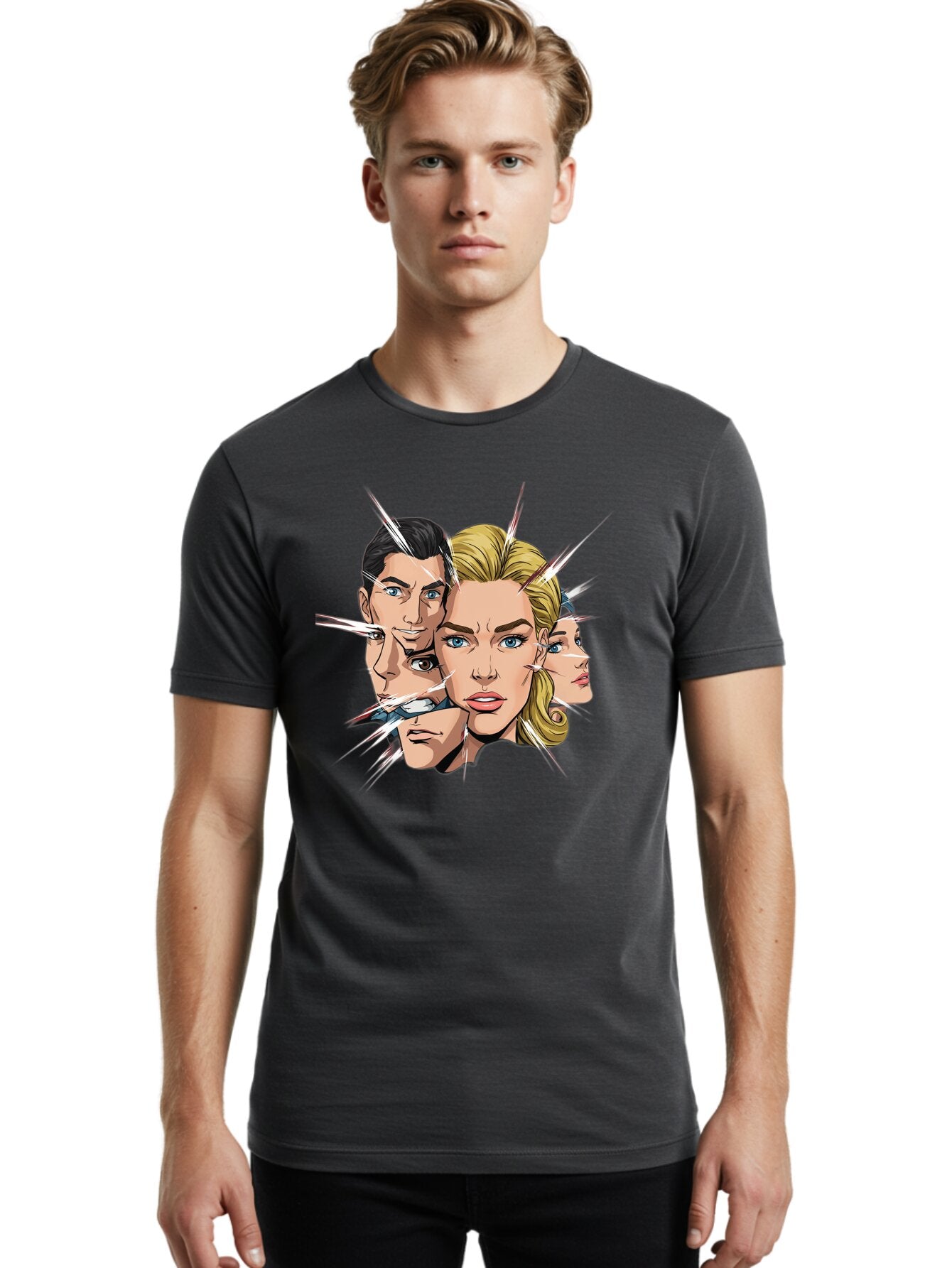 Shards-Of-Faces Men'S Graphic Tee, 100% Cotton, Comfortable Casual Summer Wear, Machine Washable, Vintage Camera, Old Camera, Antique Camera, Black Camera, Classic Photography, Photography Equipment, Nostalgic Device, Film Camera, Camera Art Bar462 27
