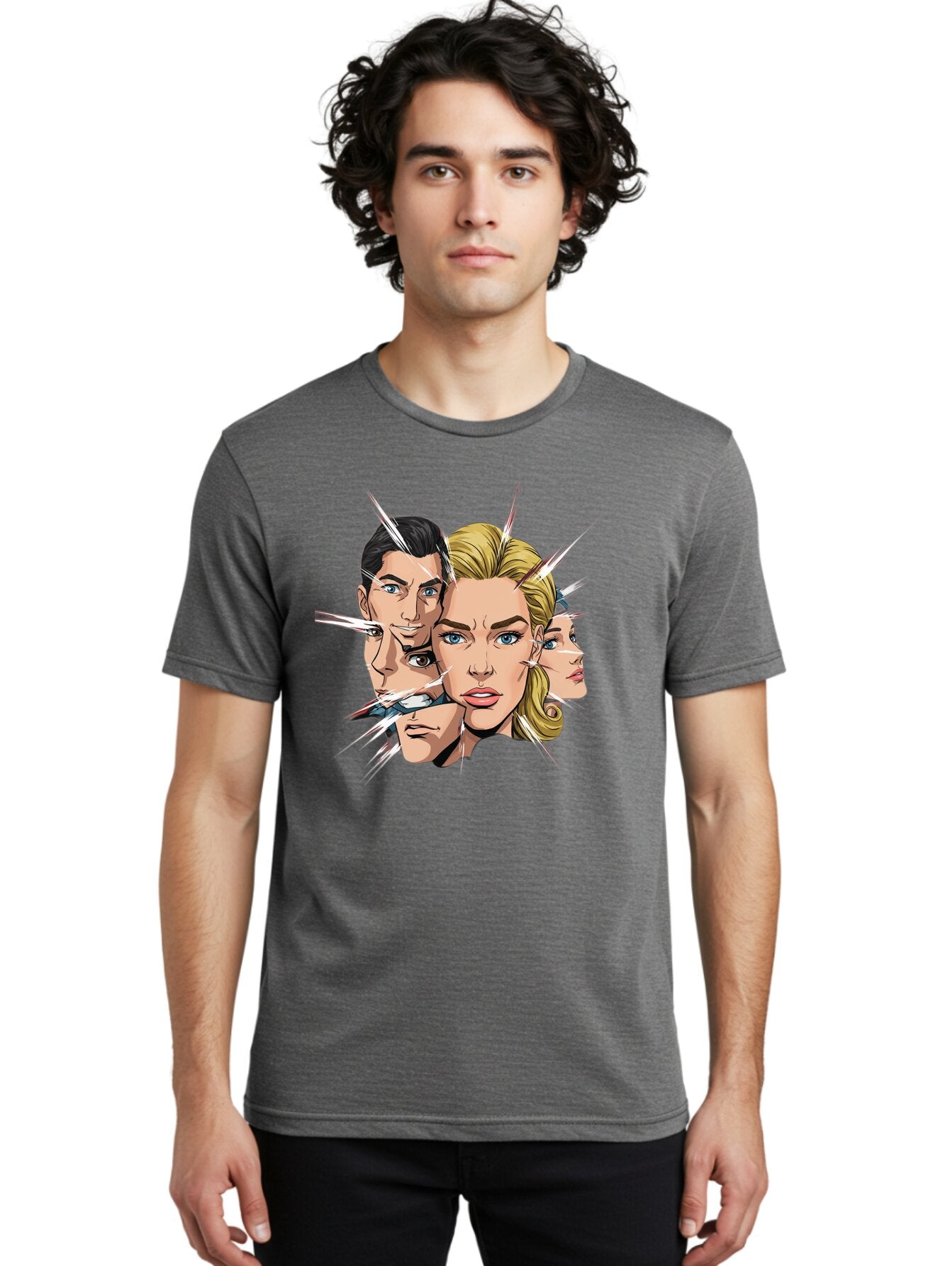 Shards-Of-Faces Men'S Graphic Tee, 100% Cotton, Comfortable Casual Summer Wear, Machine Washable, Vintage Camera, Old Camera, Antique Camera, Black Camera, Classic Photography, Photography Equipment, Nostalgic Device, Film Camera, Camera Art Bar462 17