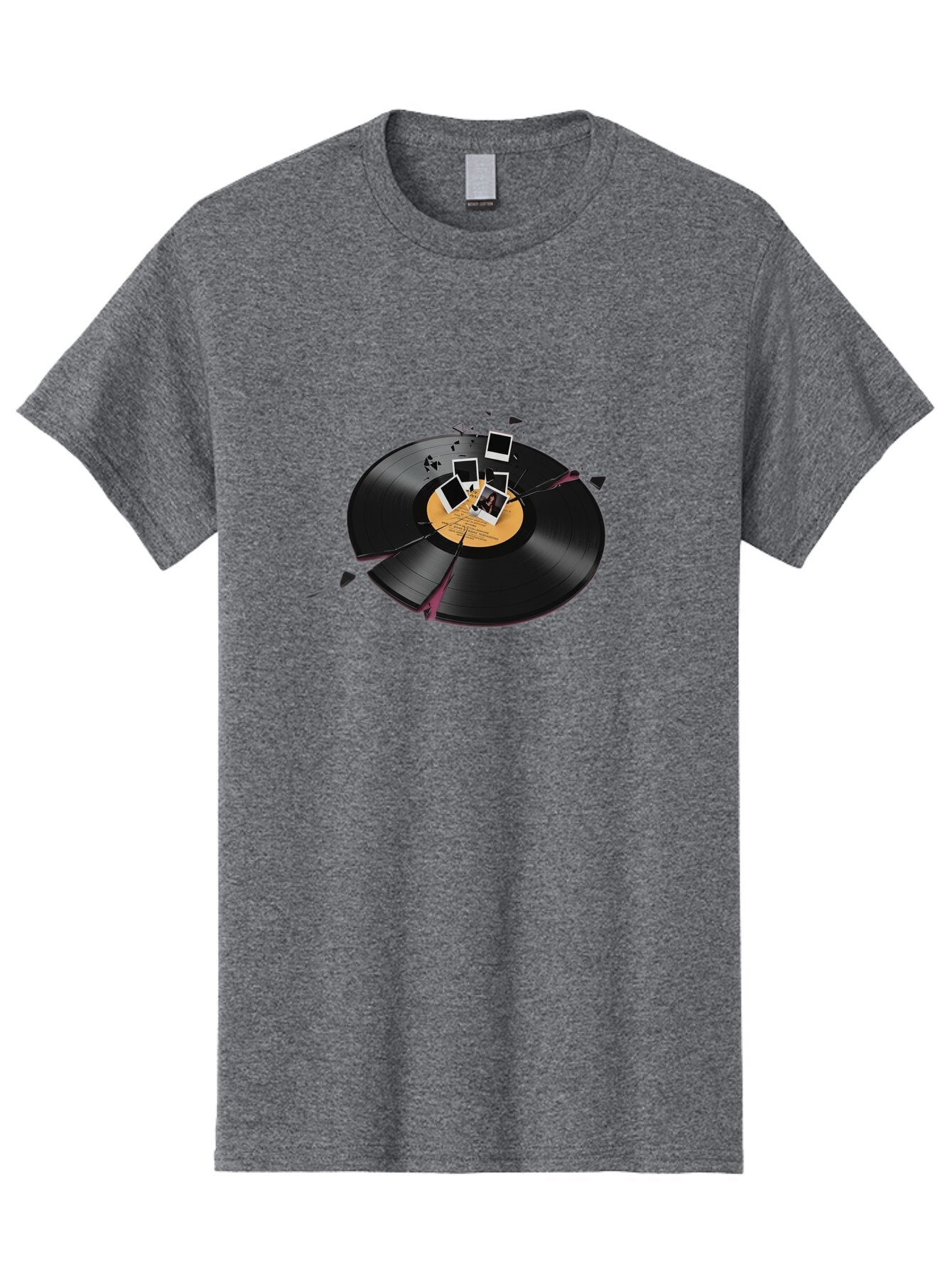 Shattered-Vinyl-Record-1 Men'S Graphic Tee, 100% Cotton, Comfortable Casual Summer Wear, Machine Washable, Vintage Camera, Old Camera, Antique Camera, Black Camera, Classic Photography, Photography Equipment, Nostalgic Device, Film Camera, Bar477 7