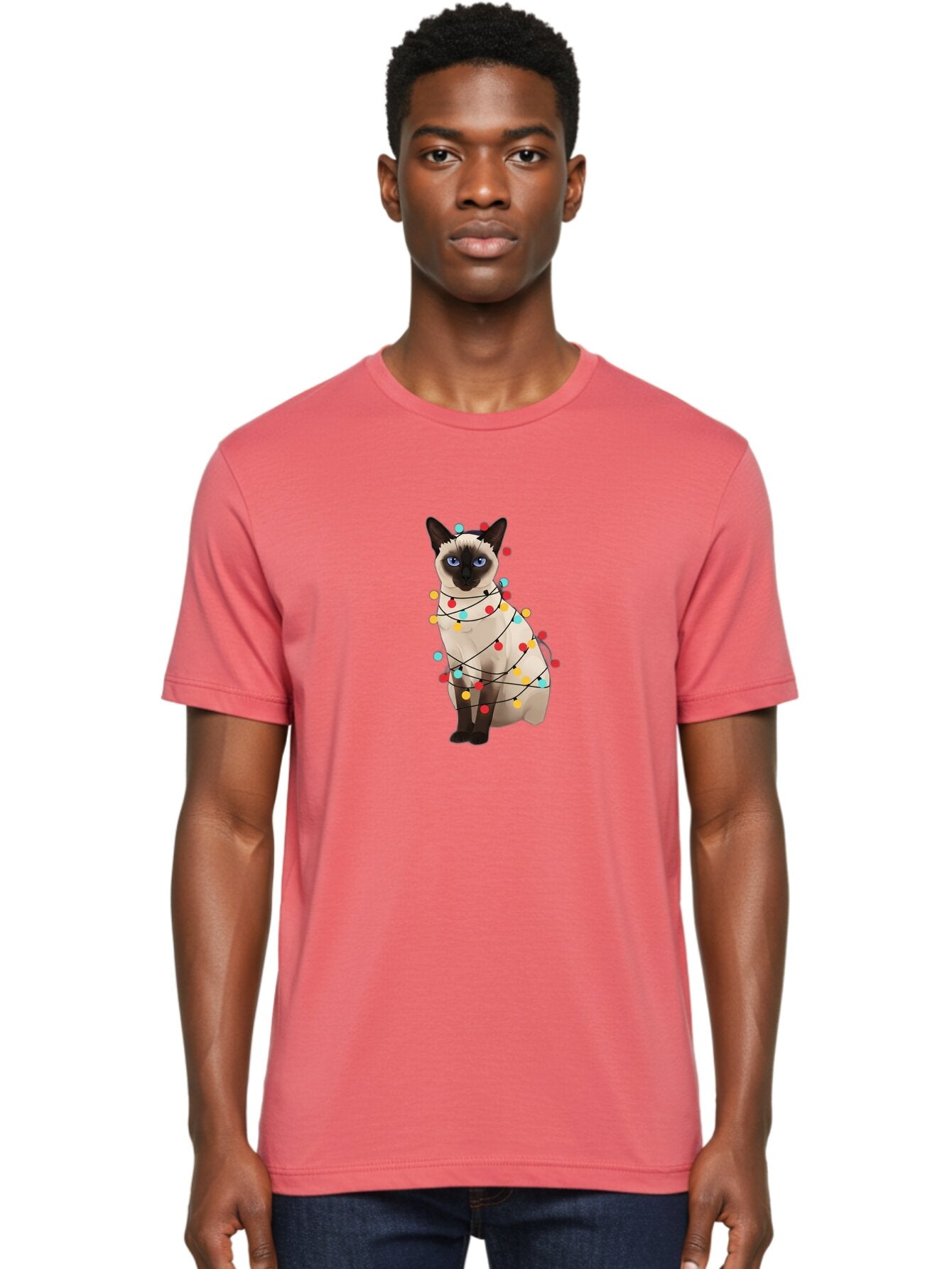 Siamese-Cat-With-Christmas-Lights Men'S Graphic Tee, 100% Cotton, Comfortable Casual Summer Wear, Machine Washable, Vintage Camera, Old Camera, Antique Camera, Black Camera, Classic Photography, Photography Equipment, Nostalgic Device, Bar488 30