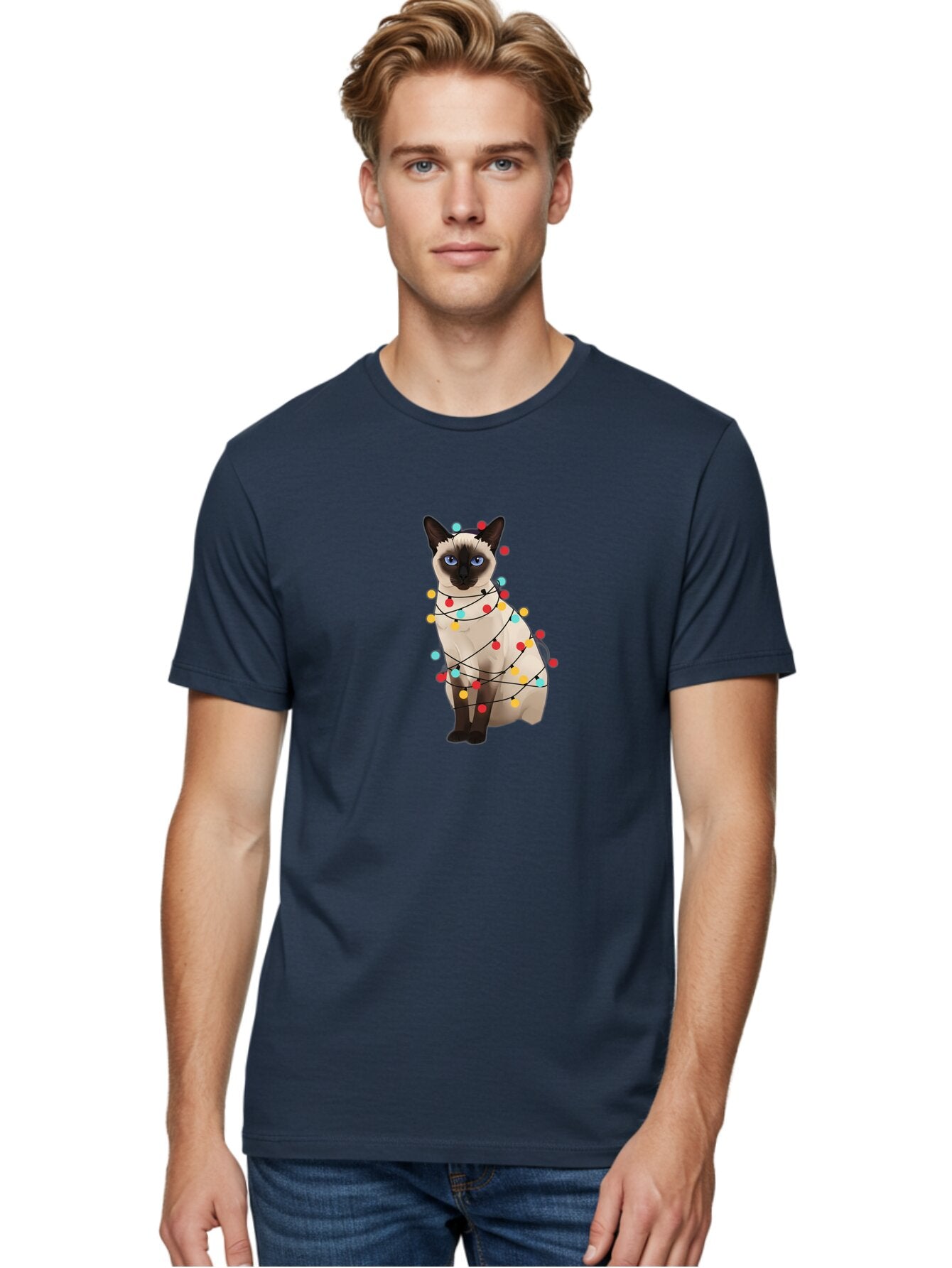 Siamese-Cat-With-Christmas-Lights Men'S Graphic Tee, 100% Cotton, Comfortable Casual Summer Wear, Machine Washable, Vintage Camera, Old Camera, Antique Camera, Black Camera, Classic Photography, Photography Equipment, Nostalgic Device, Bar488 28