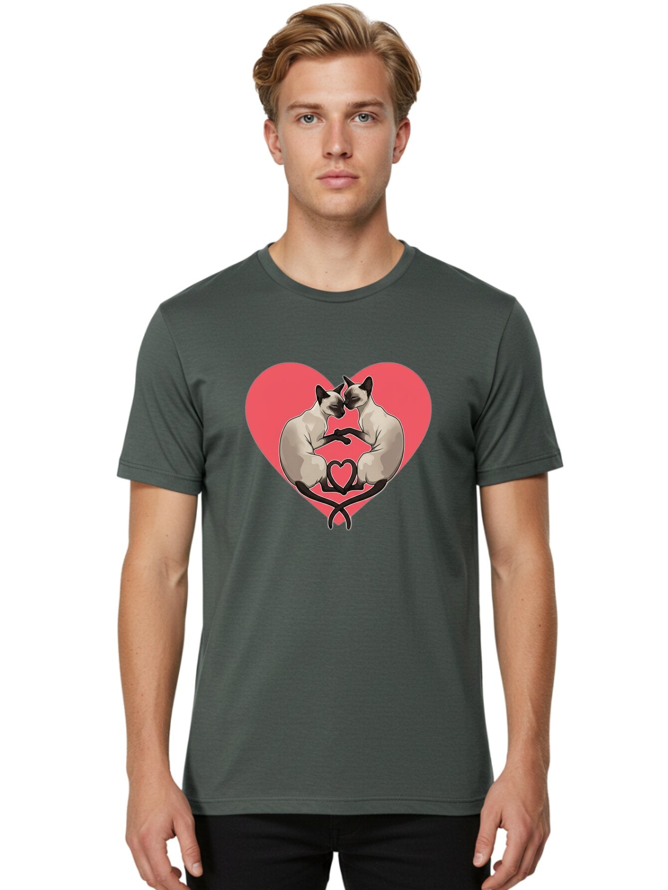 Siamese-Cats-Heart Men'S Graphic Tee, 100% Cotton, Comfortable Casual Summer Wear, Machine Washable, Vintage Camera, Old Camera, Antique Camera, Black Camera, Classic Photography, Photography Equipment, Nostalgic Device, Film Camera, Bar489 23