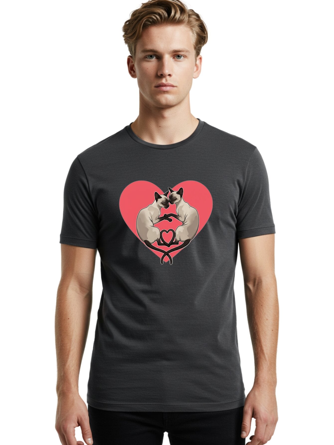 Siamese-Cats-Heart Men'S Graphic Tee, 100% Cotton, Comfortable Casual Summer Wear, Machine Washable, Vintage Camera, Old Camera, Antique Camera, Black Camera, Classic Photography, Photography Equipment, Nostalgic Device, Film Camera, Bar489 30